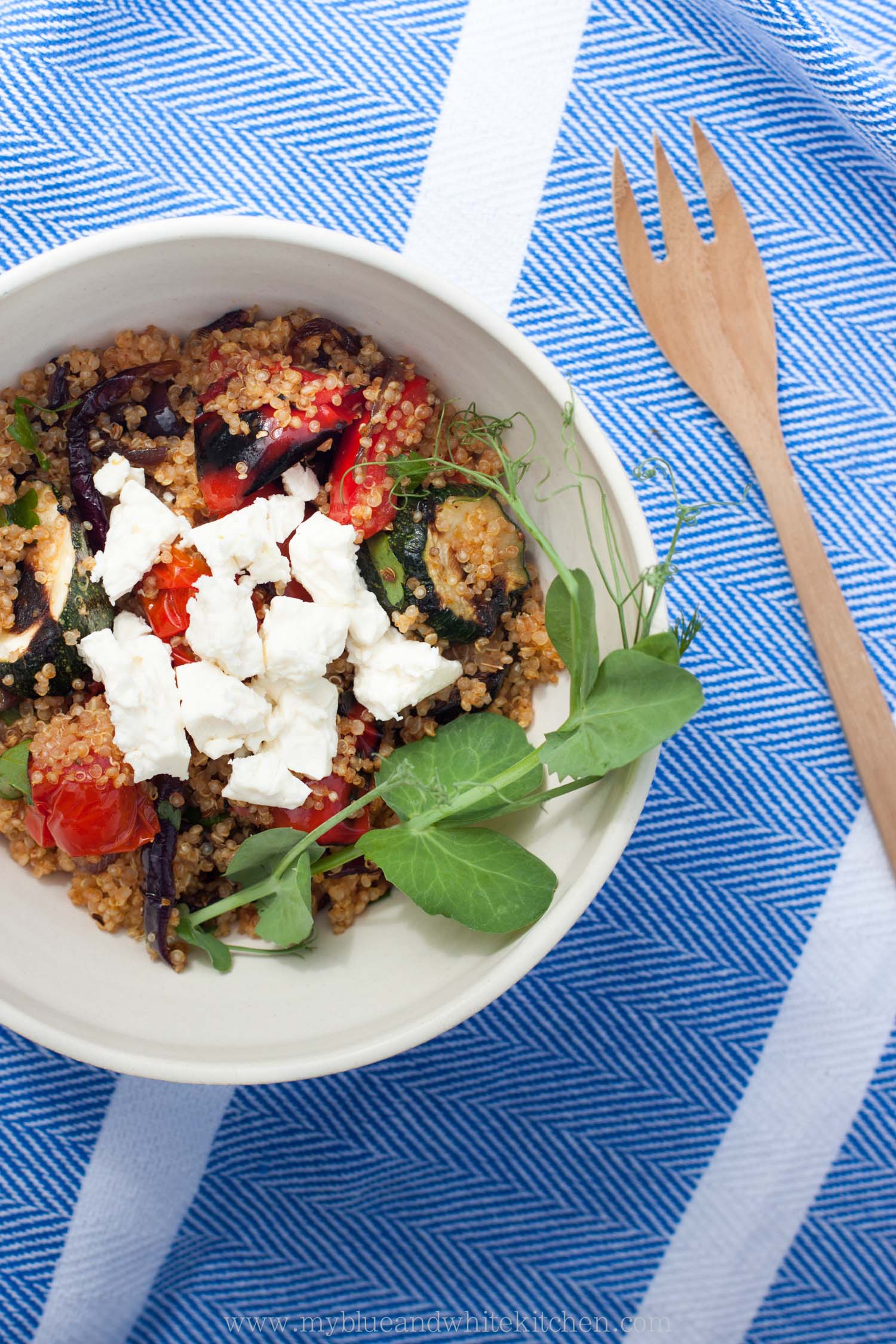Quinoa Salad with Grilled Summer Vegetables & Harissa | My Blue&White Kitchen