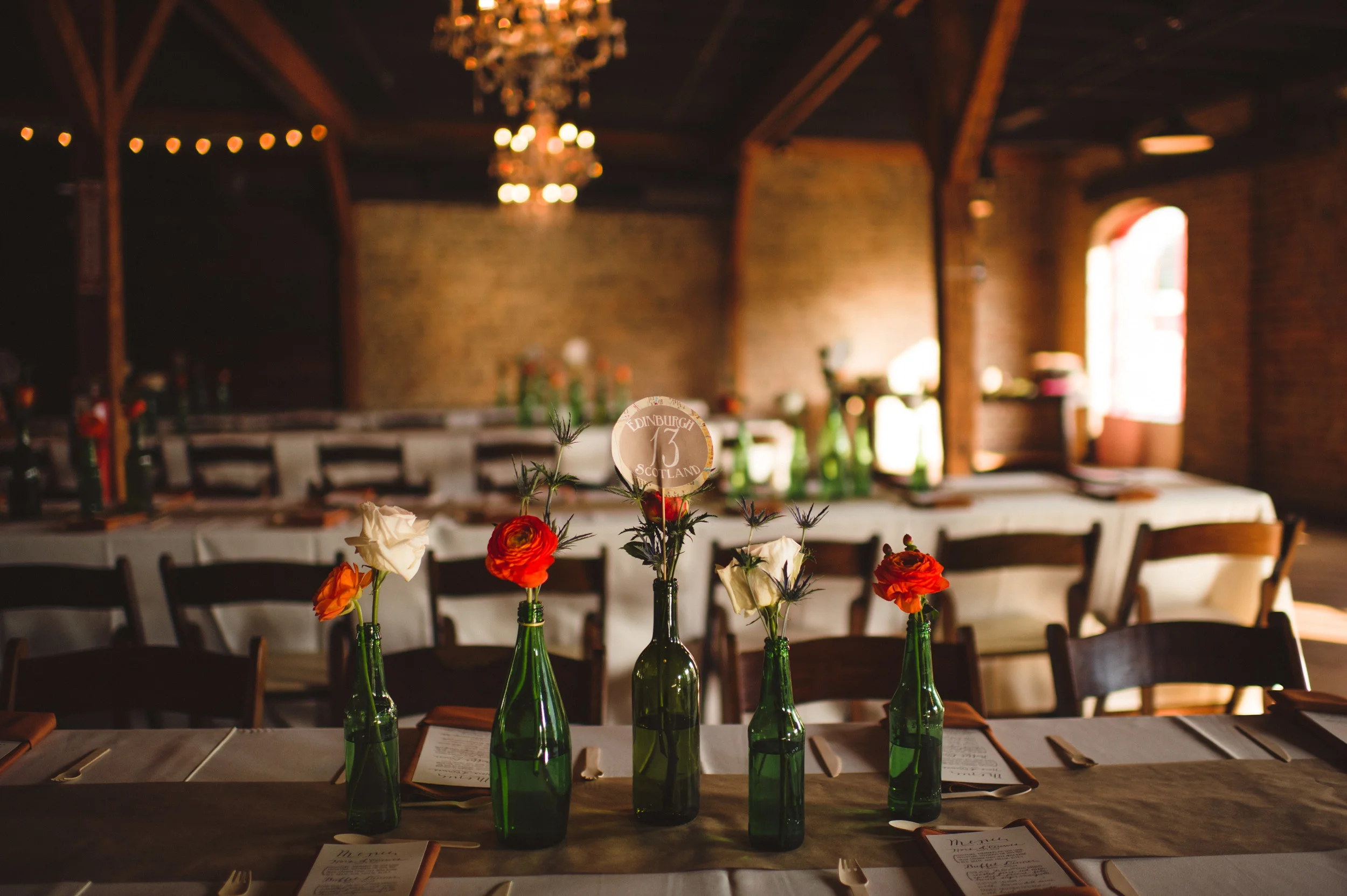 Green glass bud vases