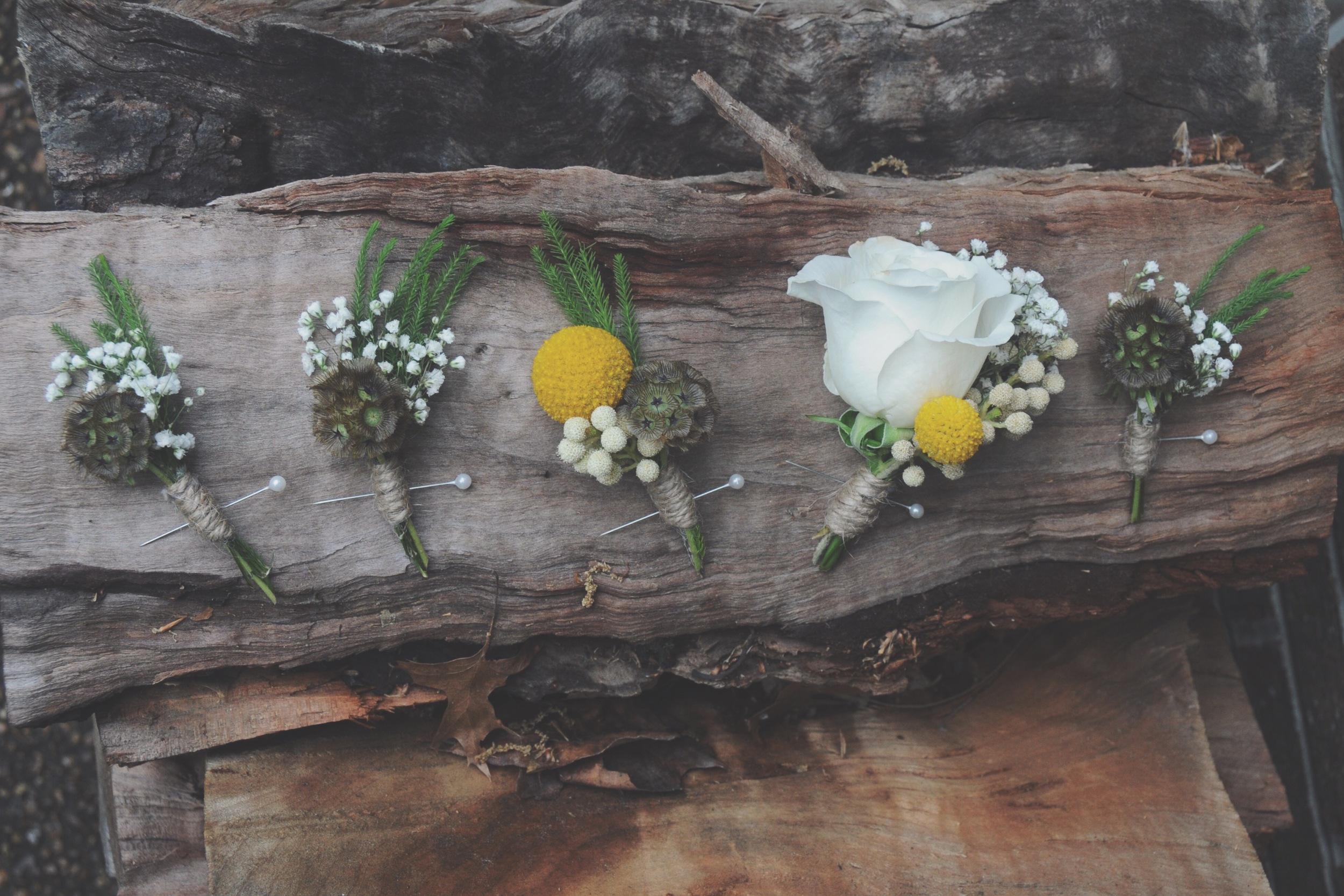 Yellow Boutonnieres and Corsages