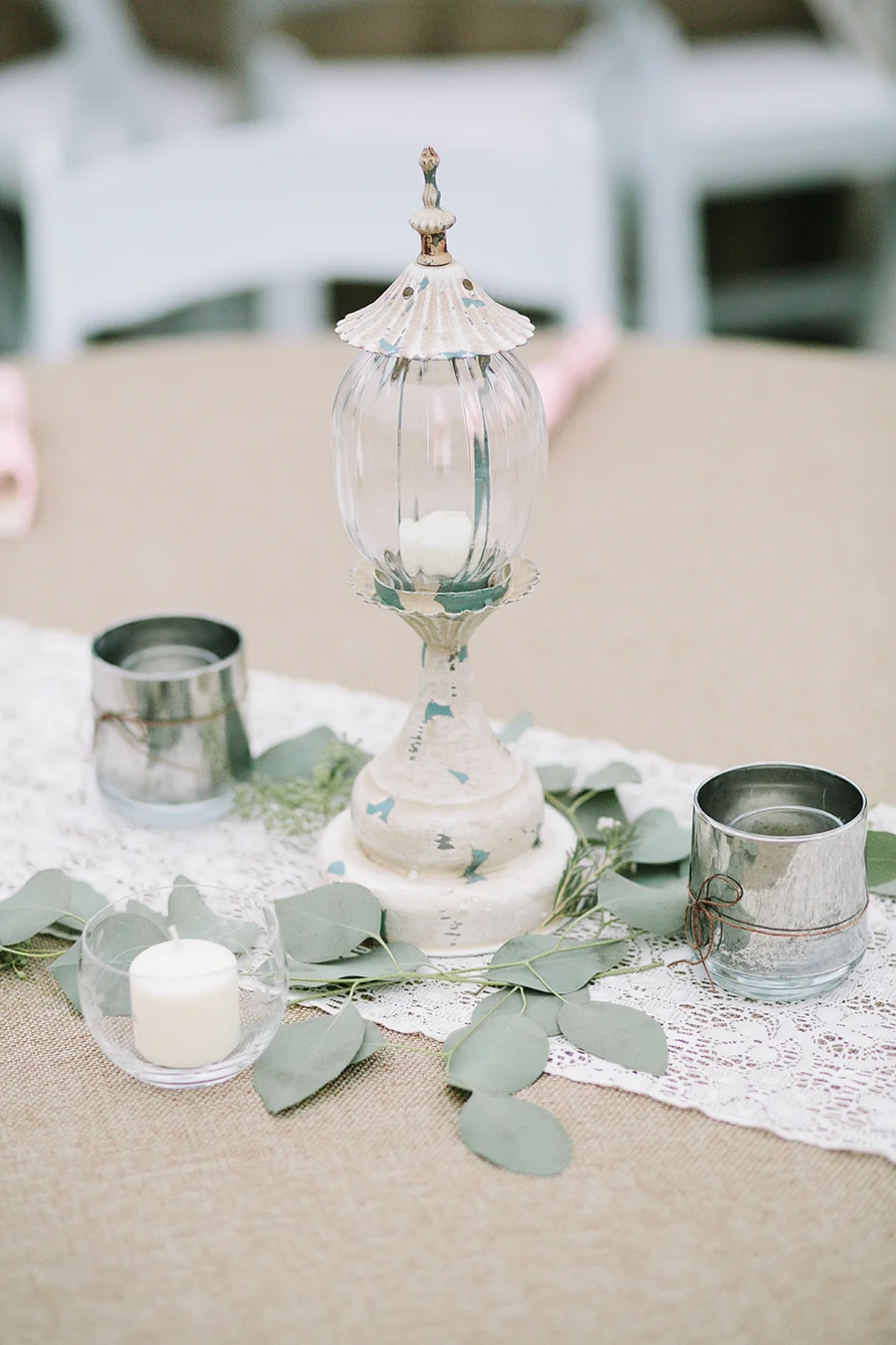 Lantern Centerpiece with Greenery