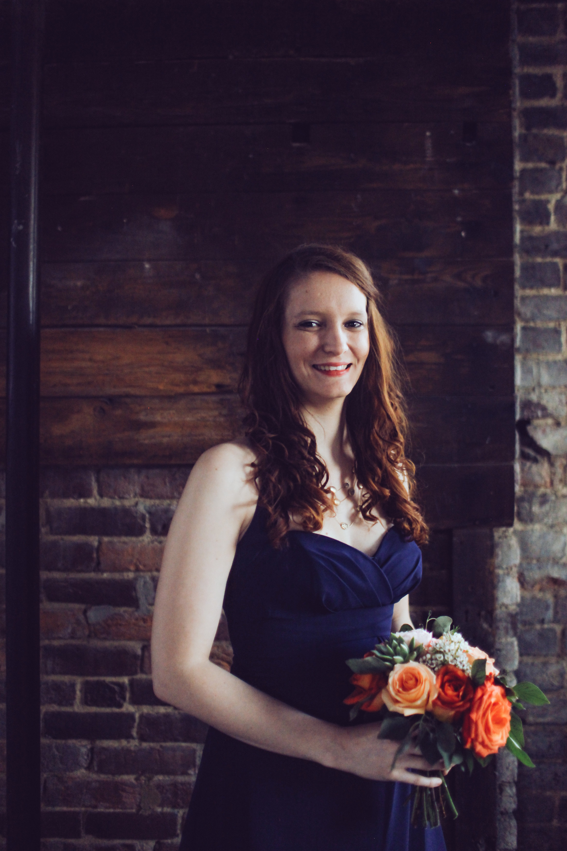 Navy Bridesmaid Dress with Coral Flowers // Nashville Wedding