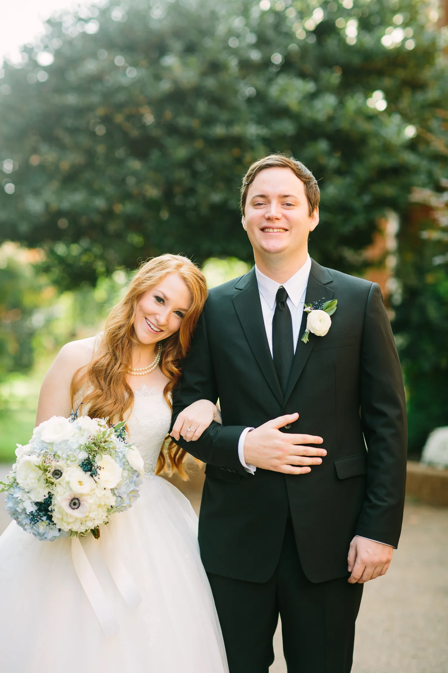 Blue and ivory wedding flowers