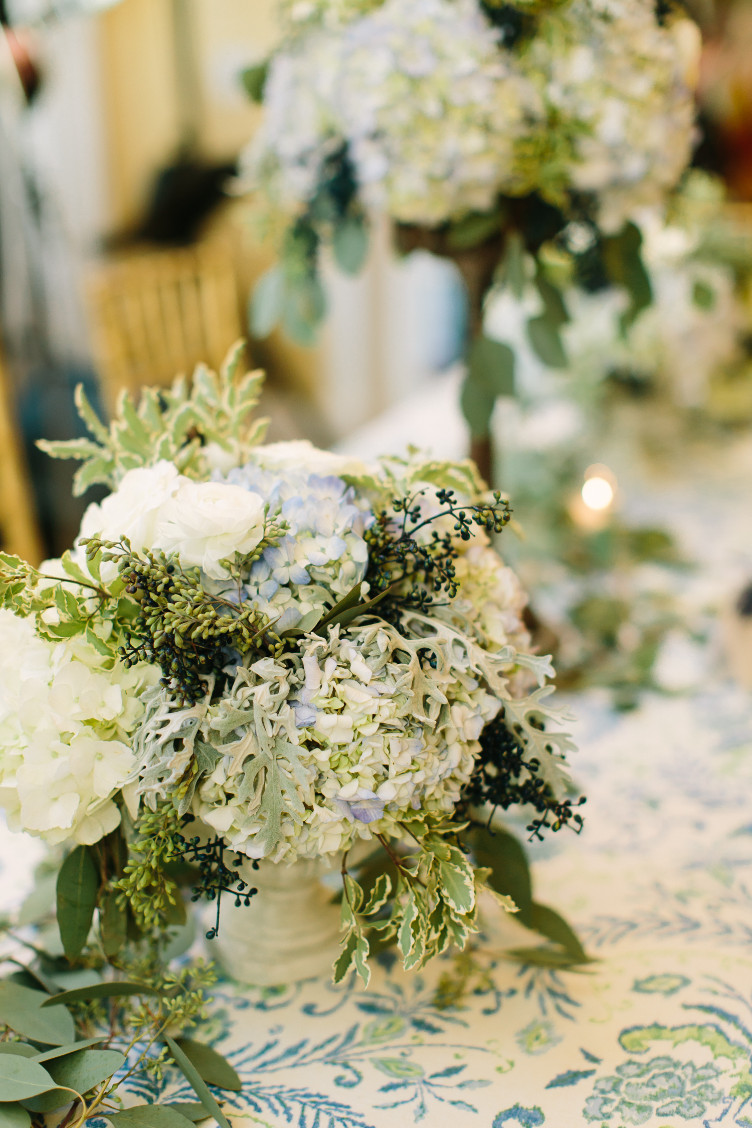 Blue and cream floral centerpieces // Nashville and Franklin, TN wedding flowers