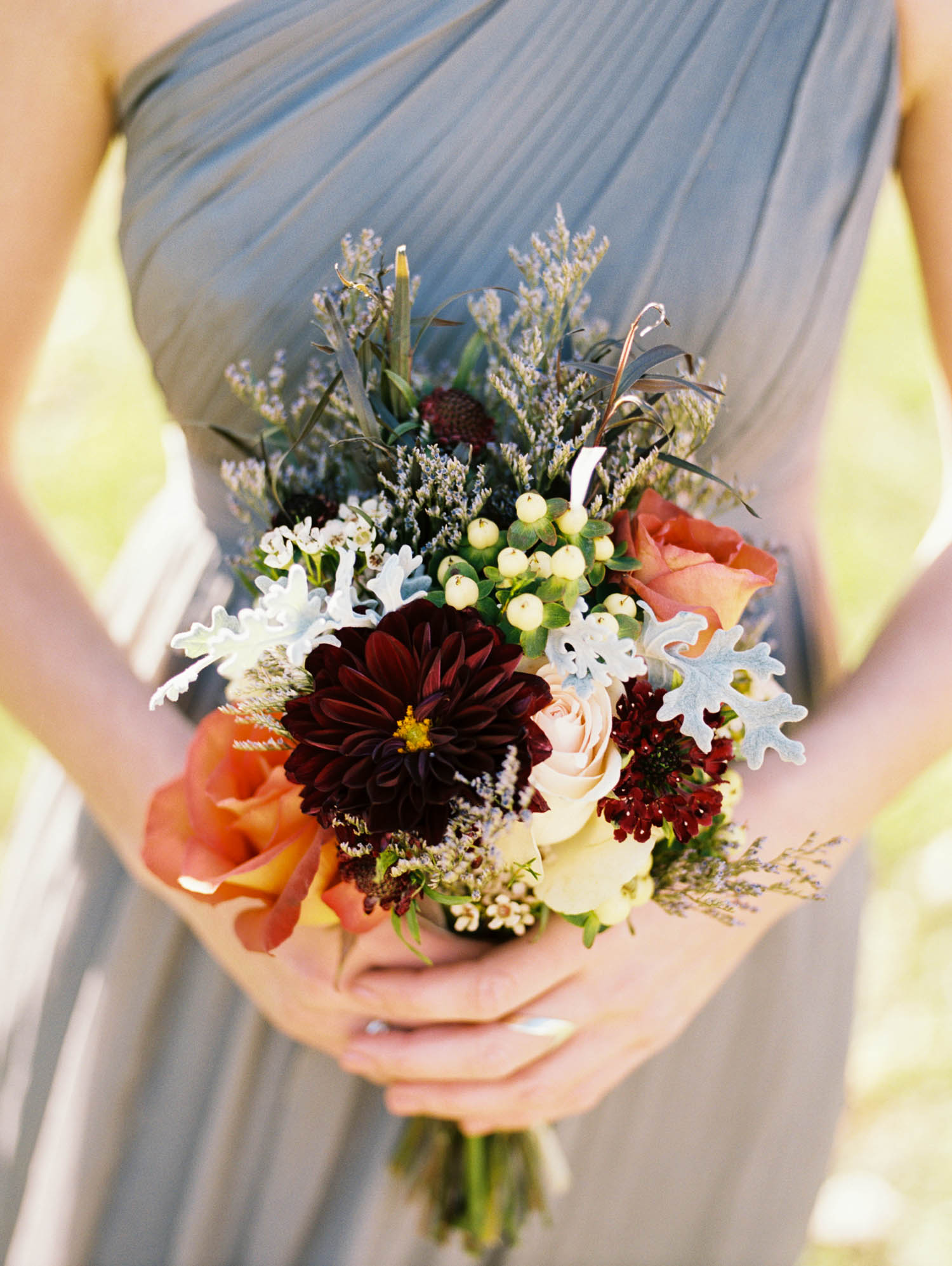 Rustic Fall Bouquet with Dahlias, Roses, and Hypericum Berries