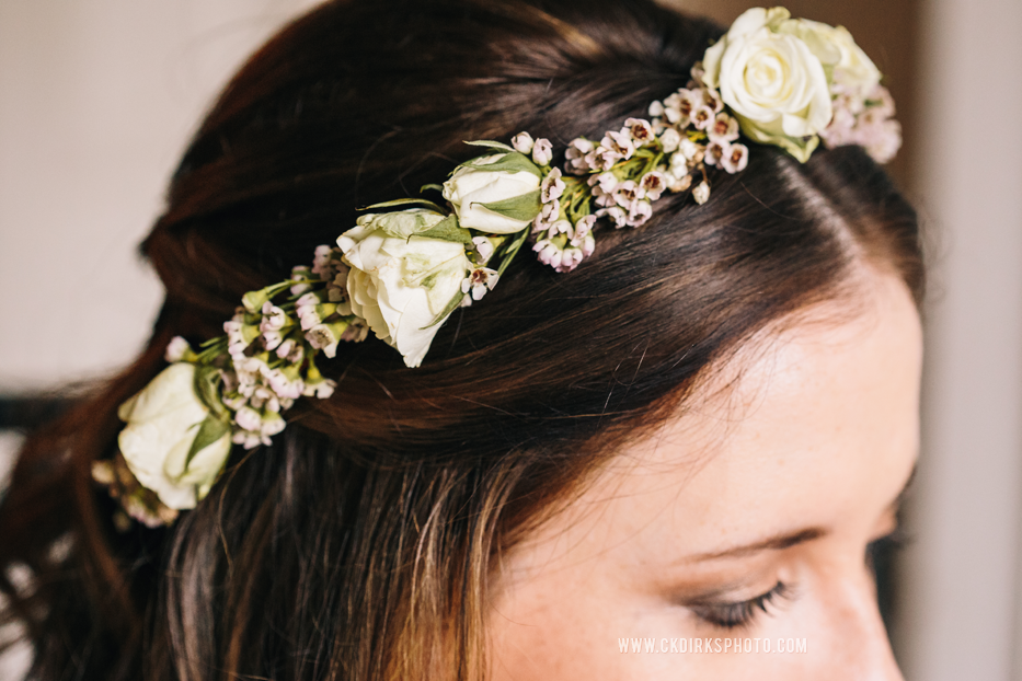 Spray rose and waxflower flower crown