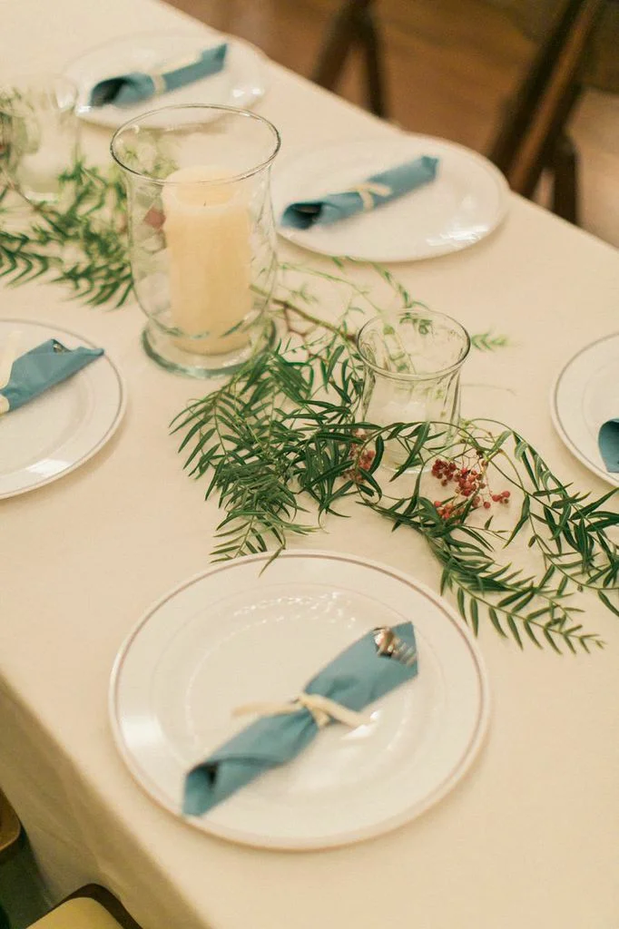 Greenery and berries table runner