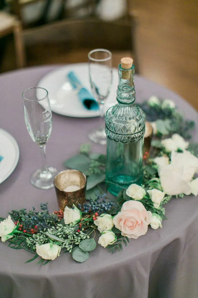 Sweetheart table with floral garland // Nashville Wedding Flowers