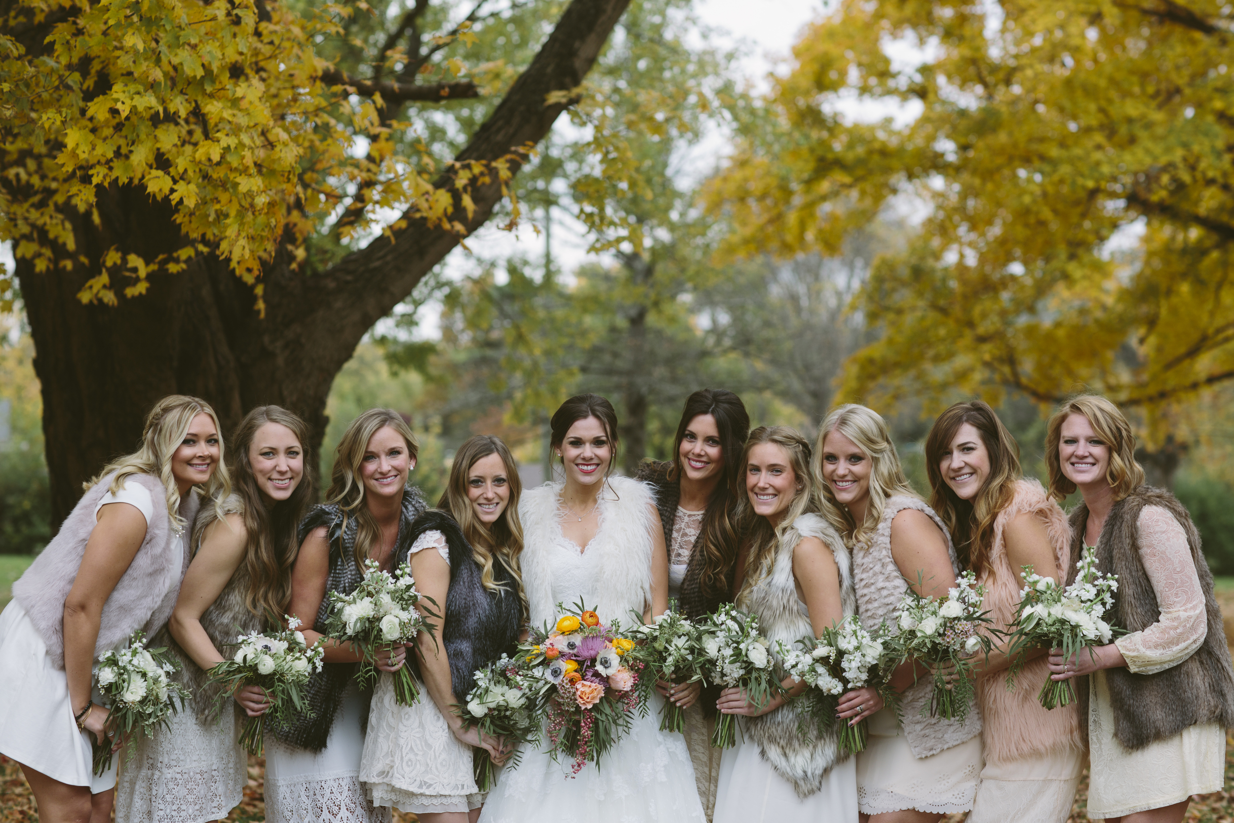 Fall bridesmaids with bohemian bouquets // Nashville Wedding Flowers