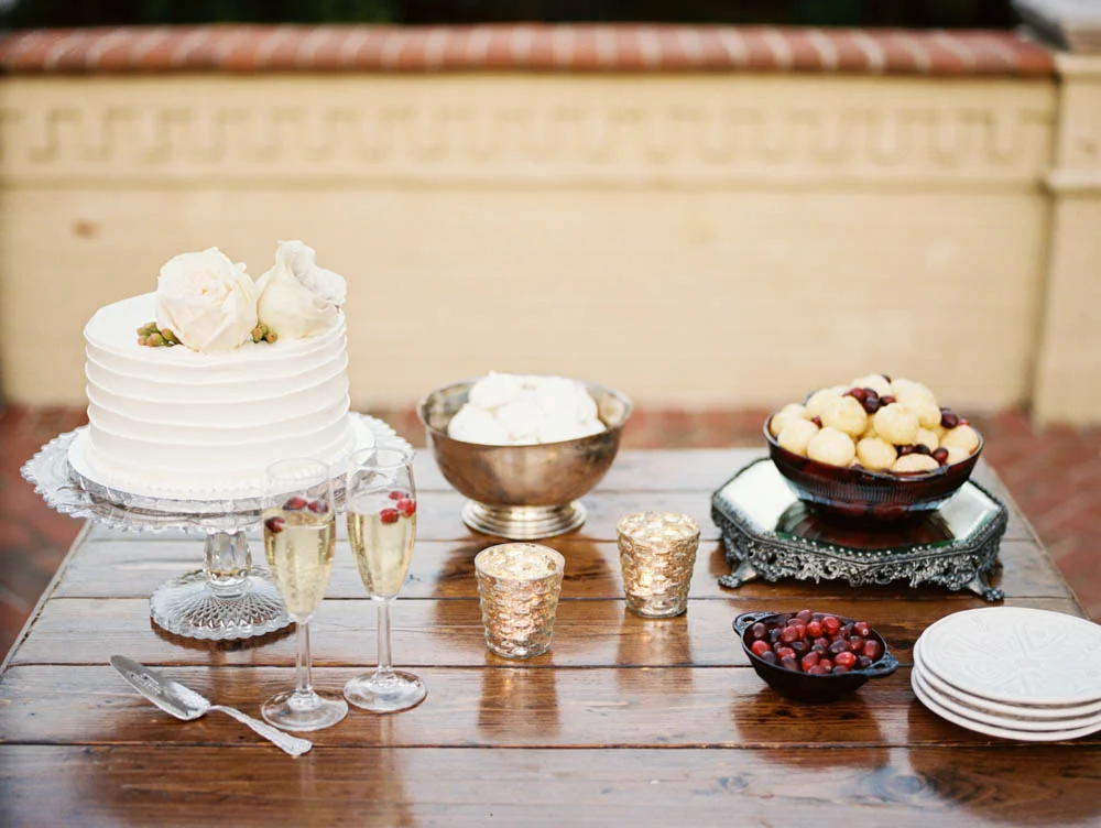 Cranberry and Wood Dessert Table