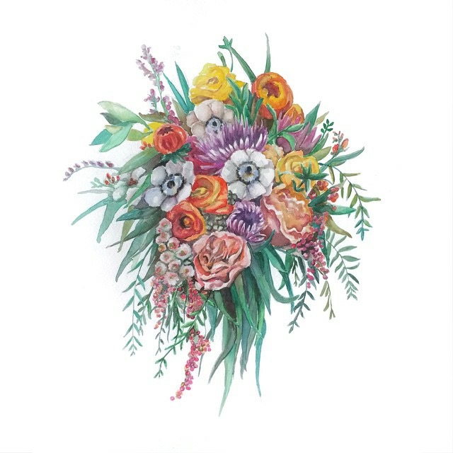 Watercolor Painting // Bridal Bouquet // Nashville Wedding Floral Design