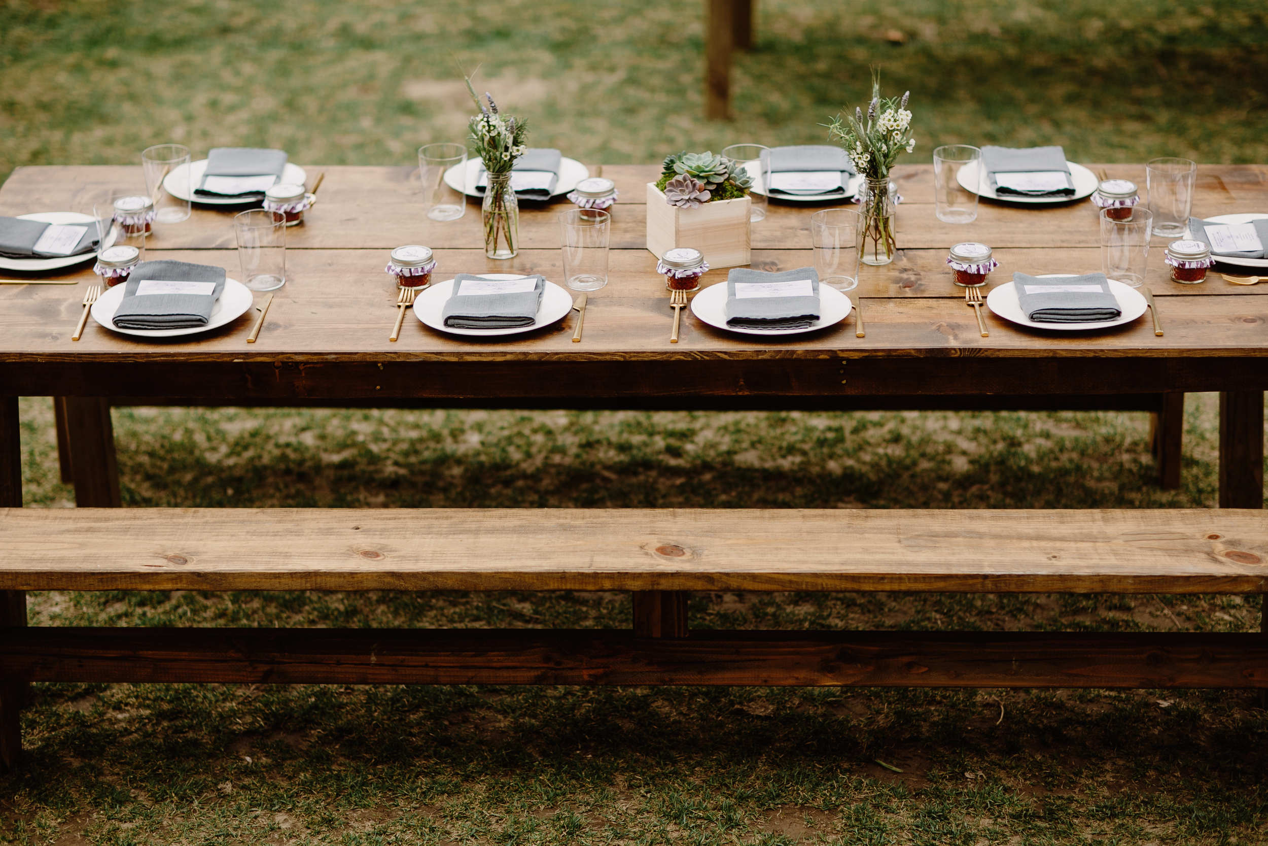 Farm table with herbs and succulents // Nashville Wedding Floral Design