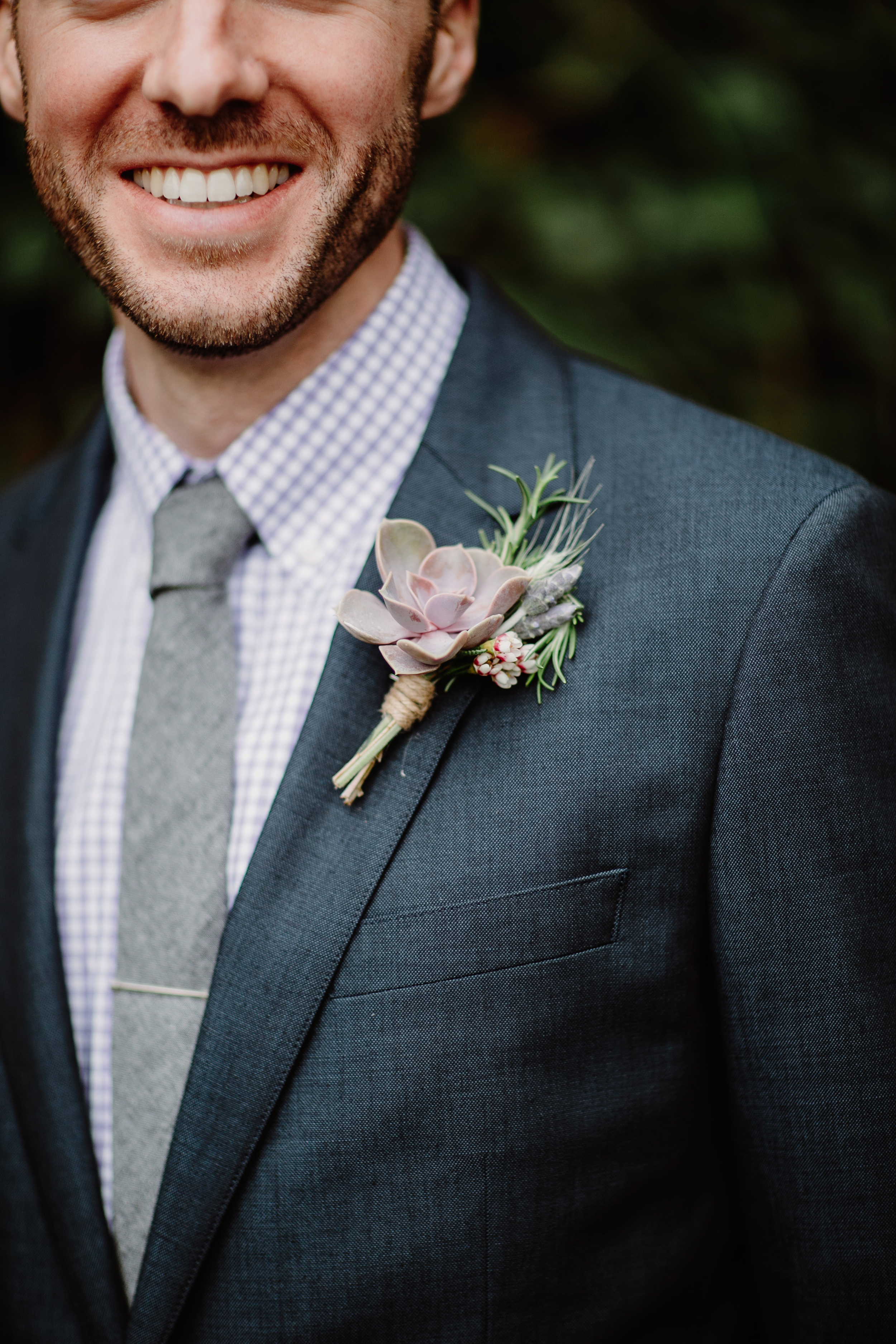 Groom's boutonniere with succulents and lavender // Nashville Wedding Flowers