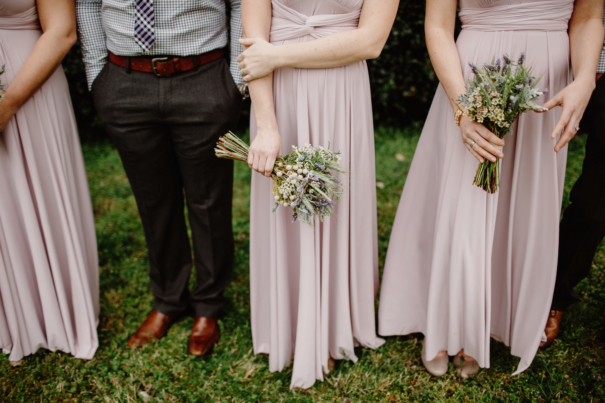 Bridesmaid bouquets of lavender, rosemary, and wheat // Nashville Wedding Floral Design