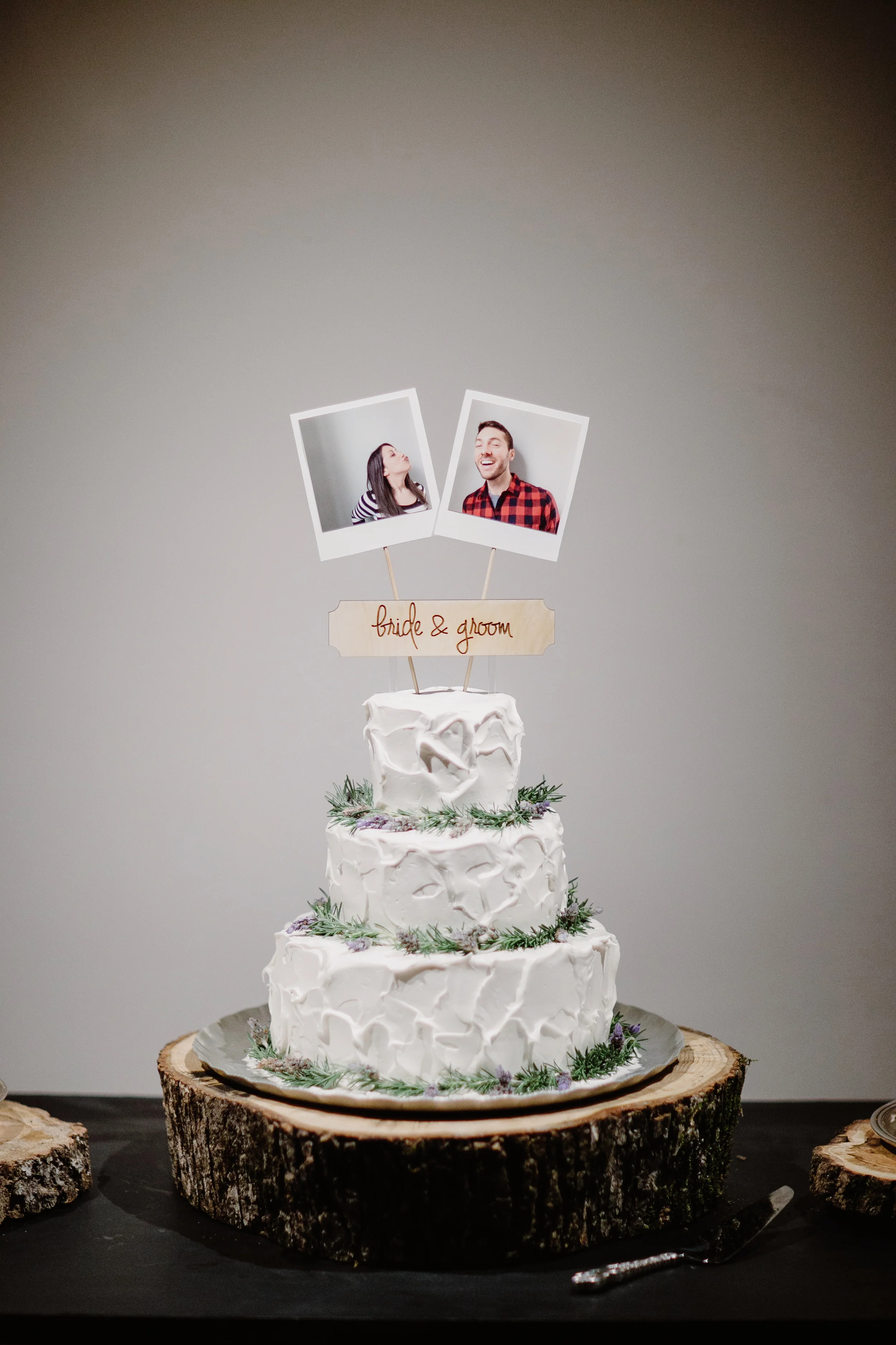 Wedding cake with lavender and rosemary garlands