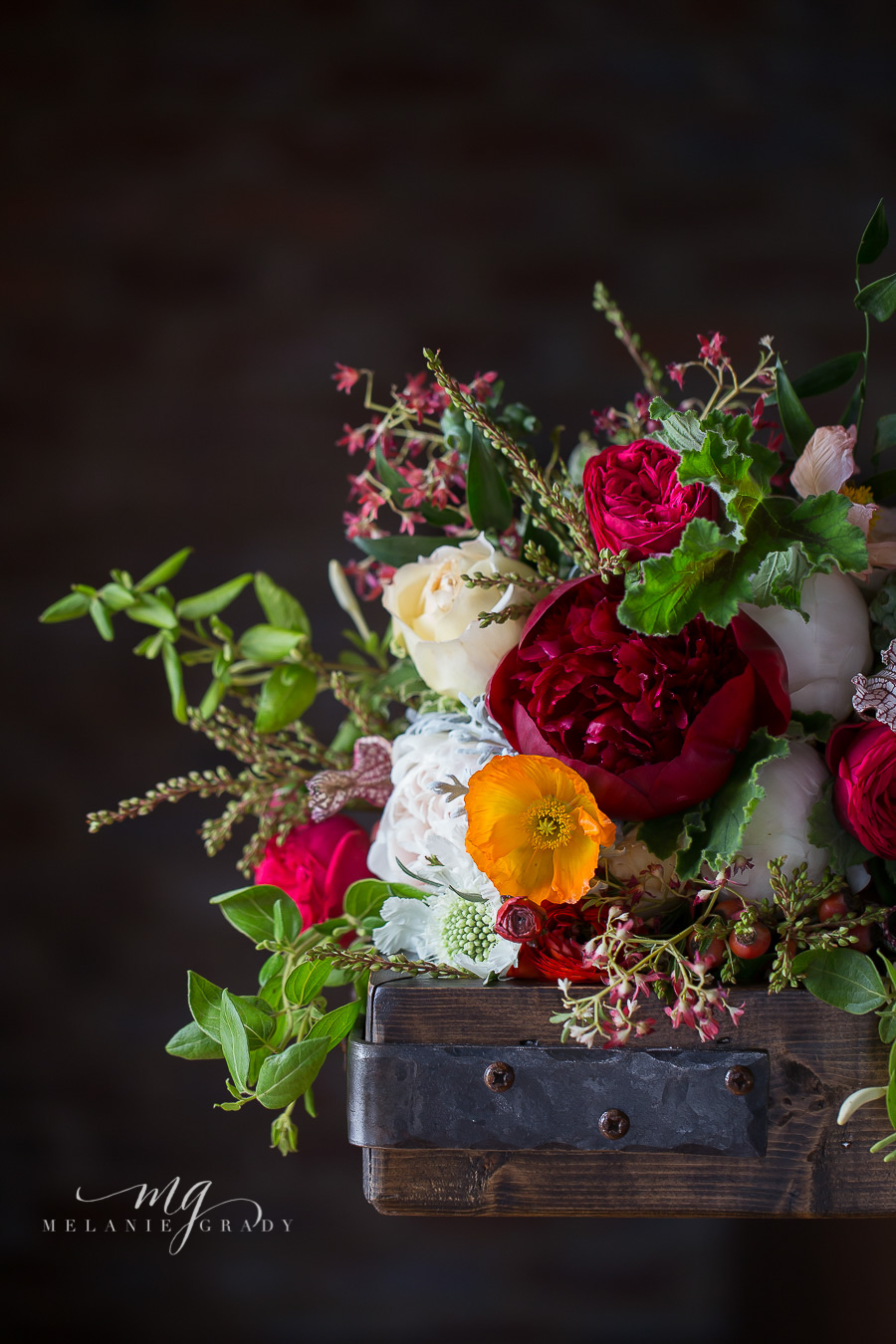 Red peonies, orange poppies, garden roses // Nashville Wedding Florist