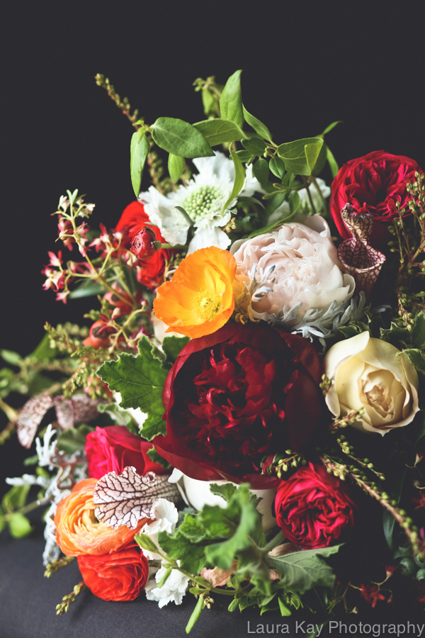 Red charm peonies, festival bush, and garden roses // Nashville Wedding Floral Design