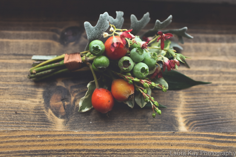 Organic boutonniere with berries and greenery // Nashville Wedding Floral Design