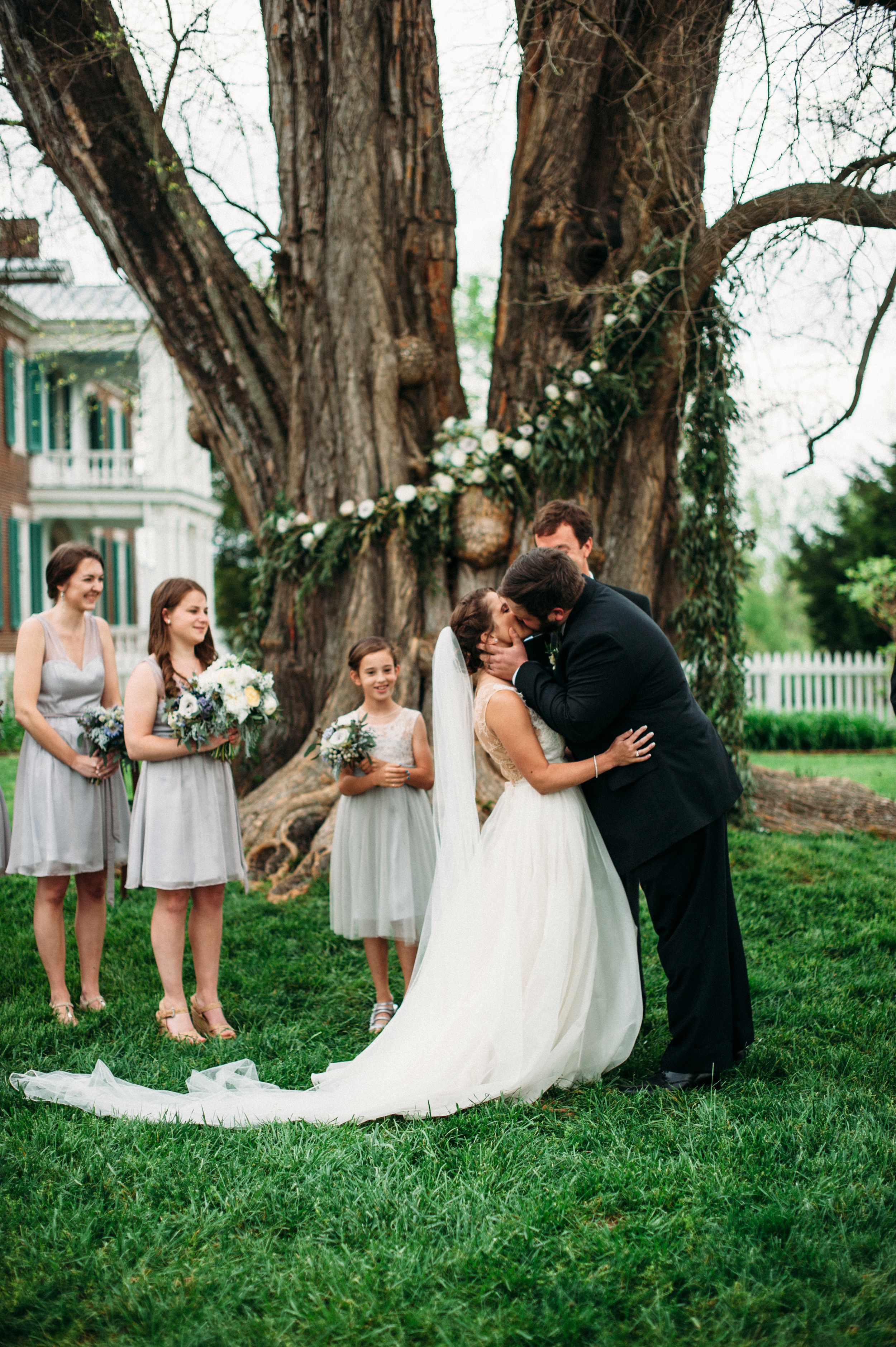 Wedding Ceremony under Osage Orange Tree, Carnton Plantation // Franklin, TN Wedding Floral Design