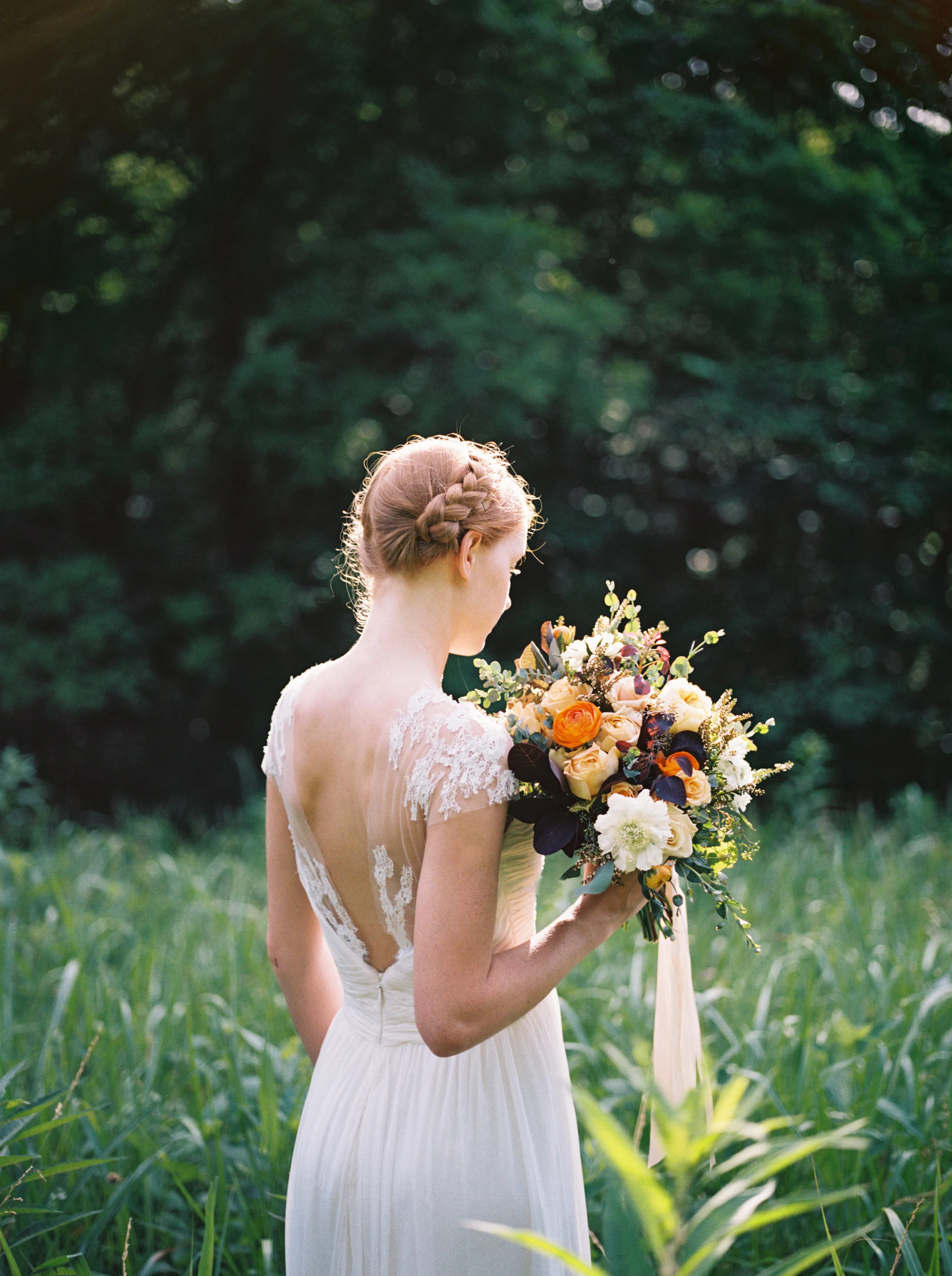Golden orange bridal portraits // Nashville Event Florist