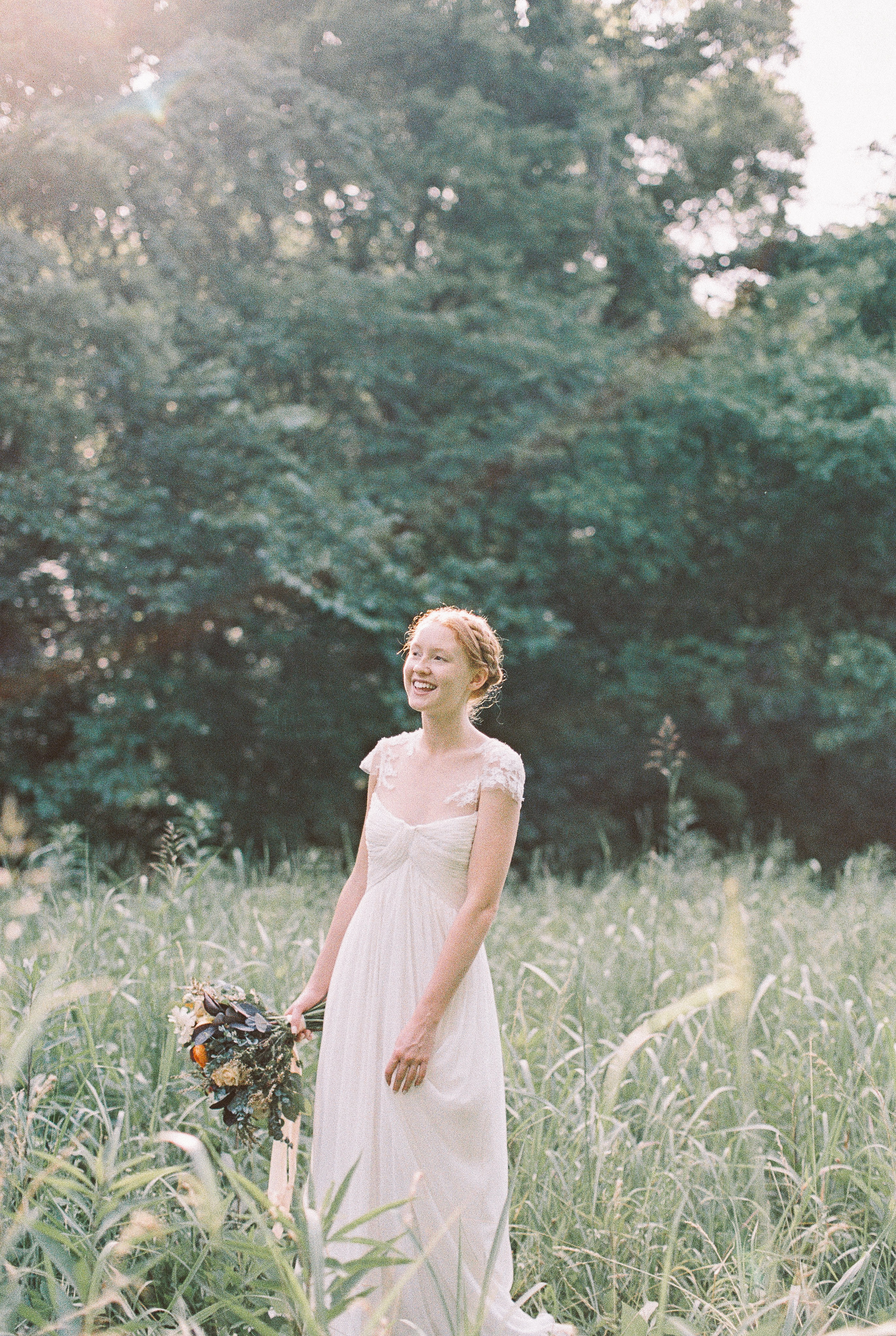 Bridal Portait in a Field // Nashville Wedding Flowers