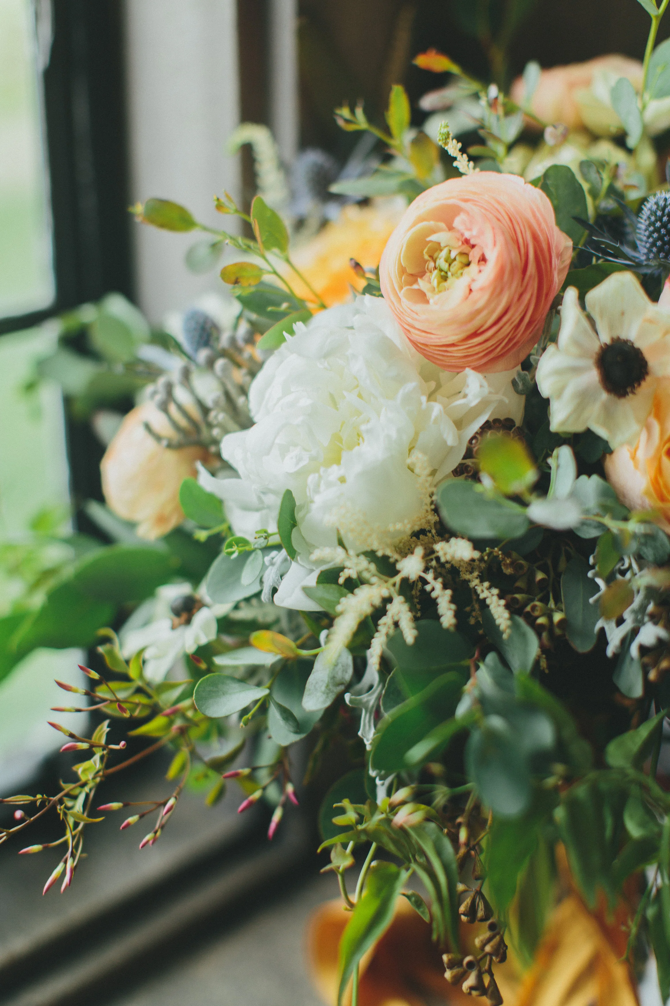 Bridal Bouquet with ranunculus, peonies, and garden roses // Loose, organic bouquet // Nashville Wedding Flowers