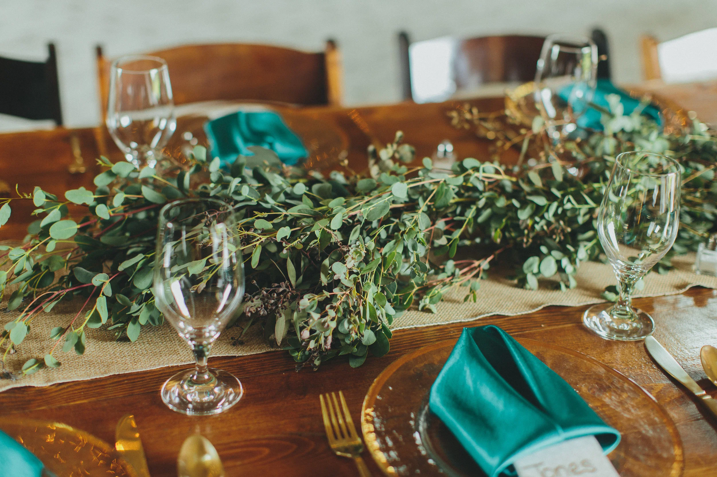 Lush greenery garland table runner // Nashville Wedding Florist