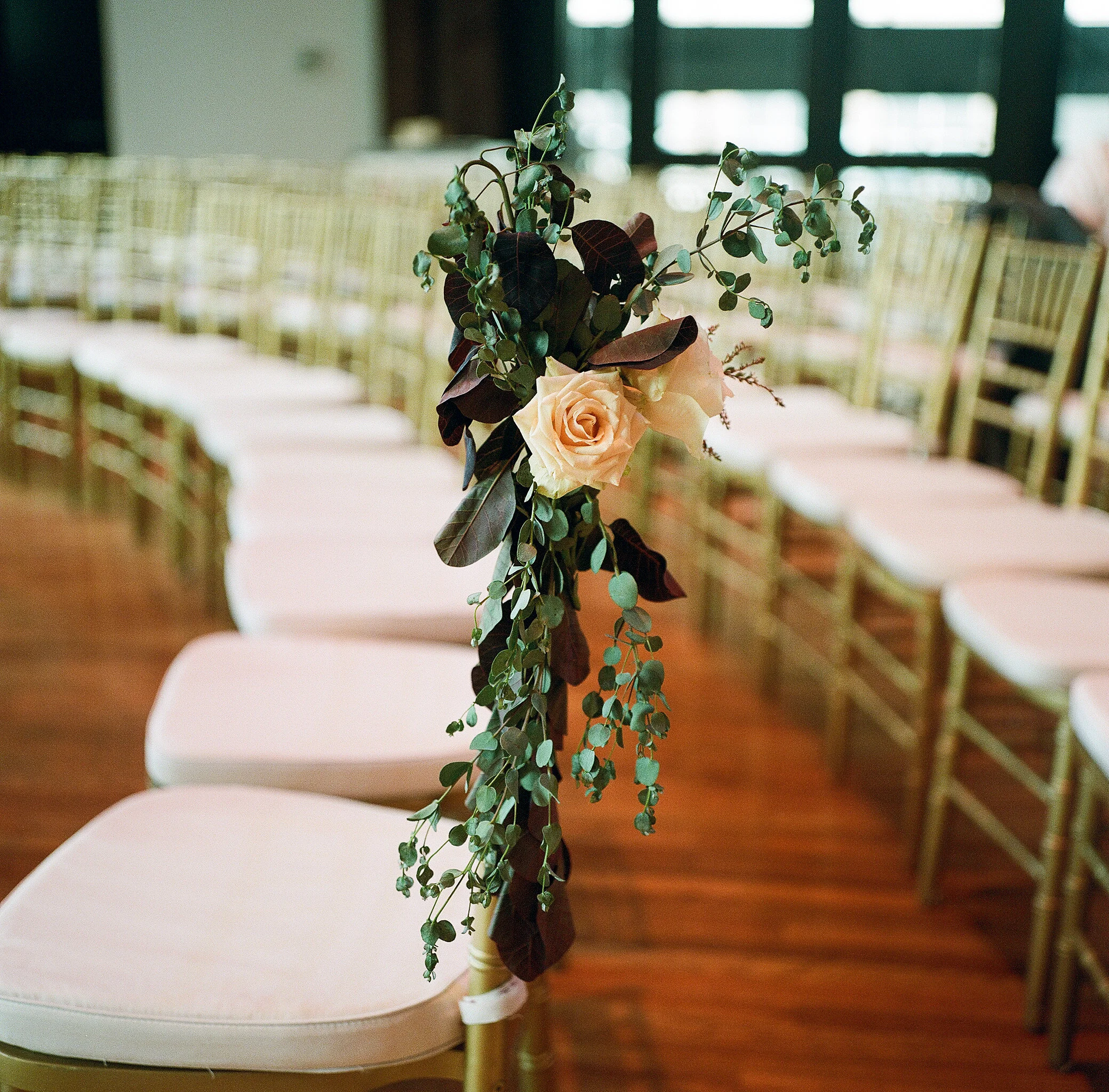 Greenery aisle markers // Downtown Nashville Wedding