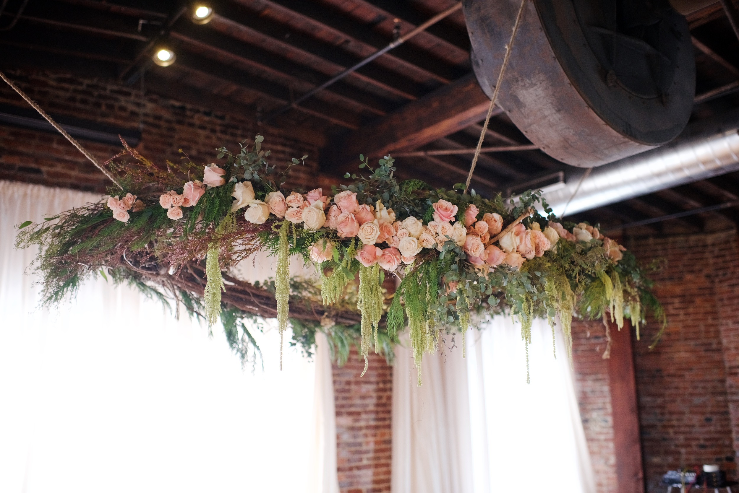 Suspended Wreath for Wedding at Cannery One