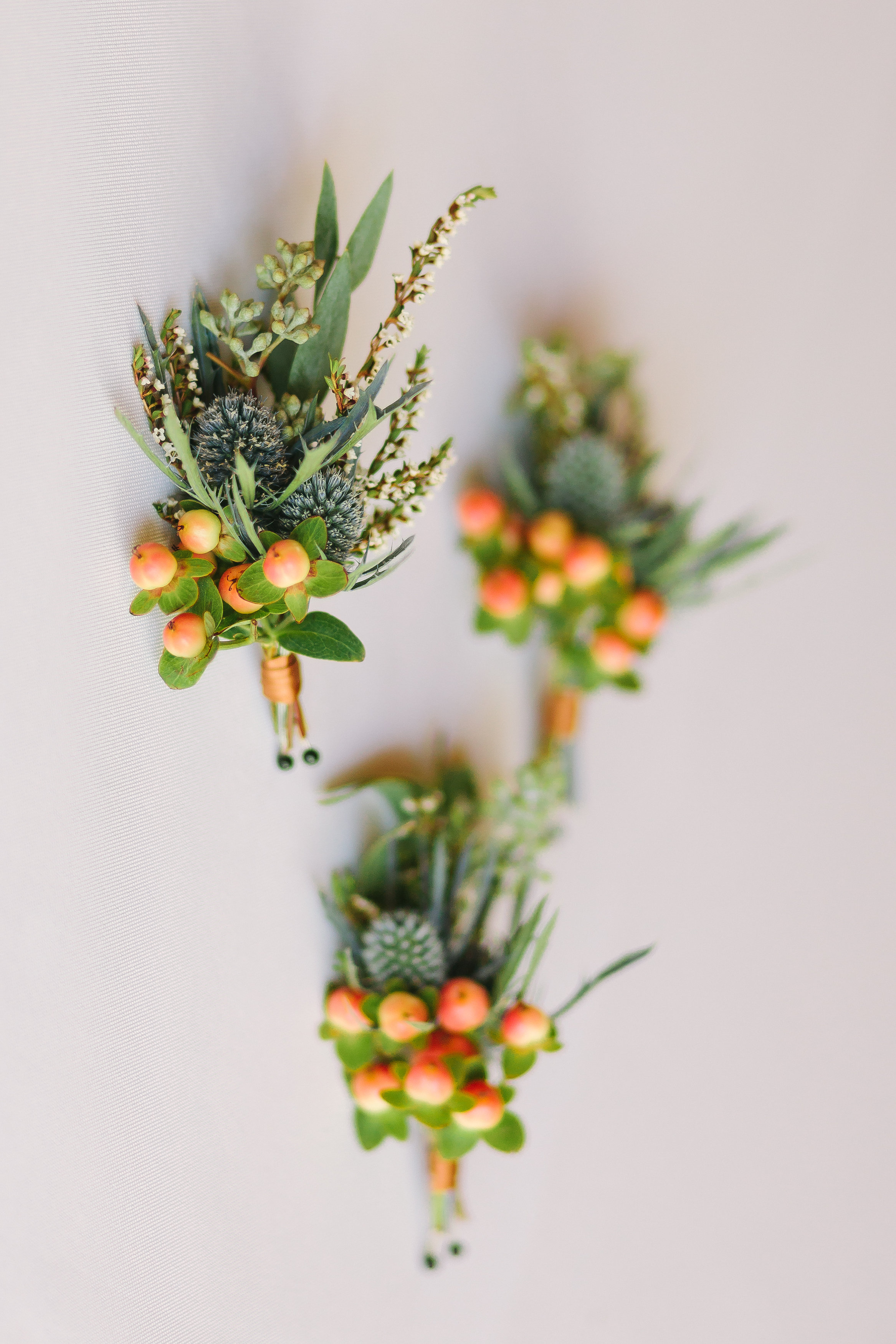Rustic boutonniere with thistles and berries // Nashville Wedding Florist