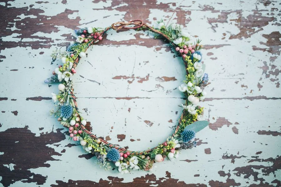 Bride's Flower Crown with wildflowers and greenery