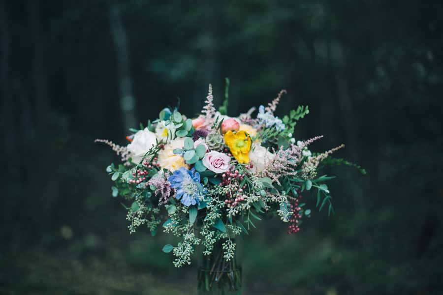 Lush bridal bouquet with poppies, berries, and wildflowers // Nashville Wedding Flowers
