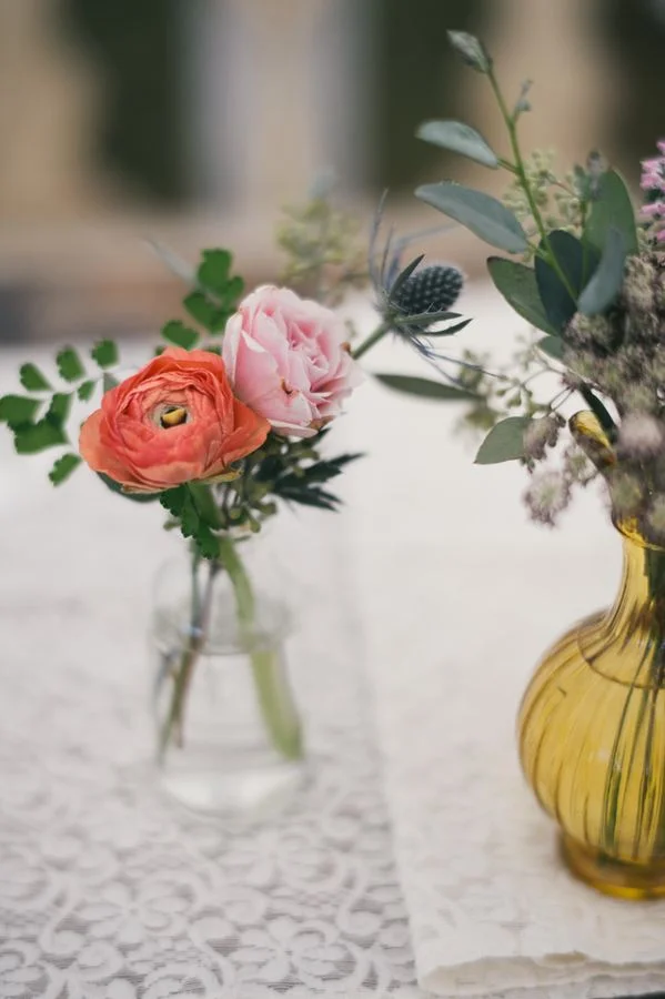 Coral Ranunculus Bud Vase // Destination Lake House Wedding Florist