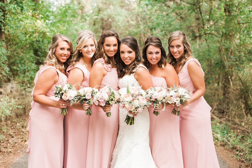 Soft pink bridesmaids bouquet with greenery and texture // Nashville Wedding Florist