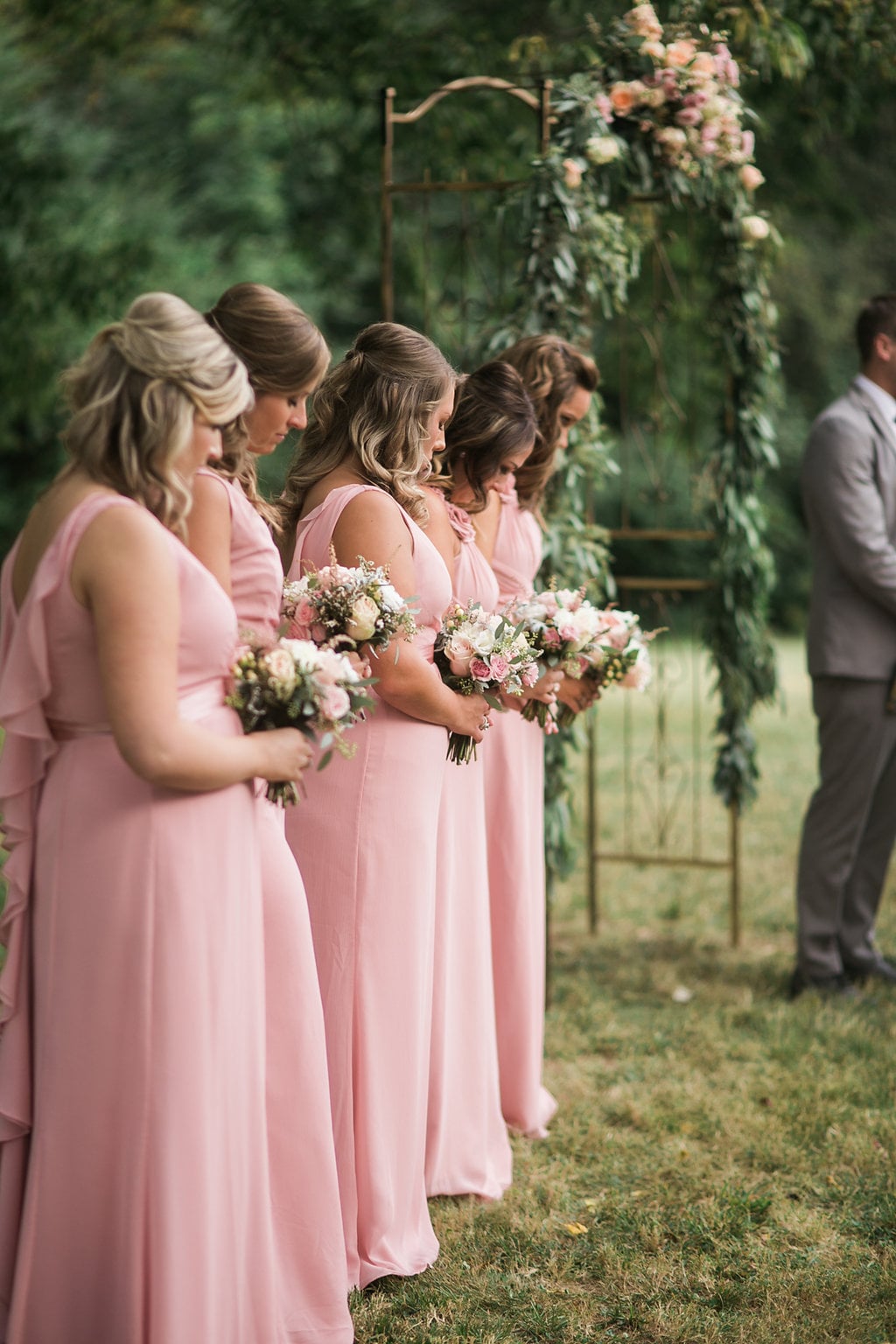 Rustic Wedding Ceremony with light pink and peach color scheme // Nashville Wedding Flowers
