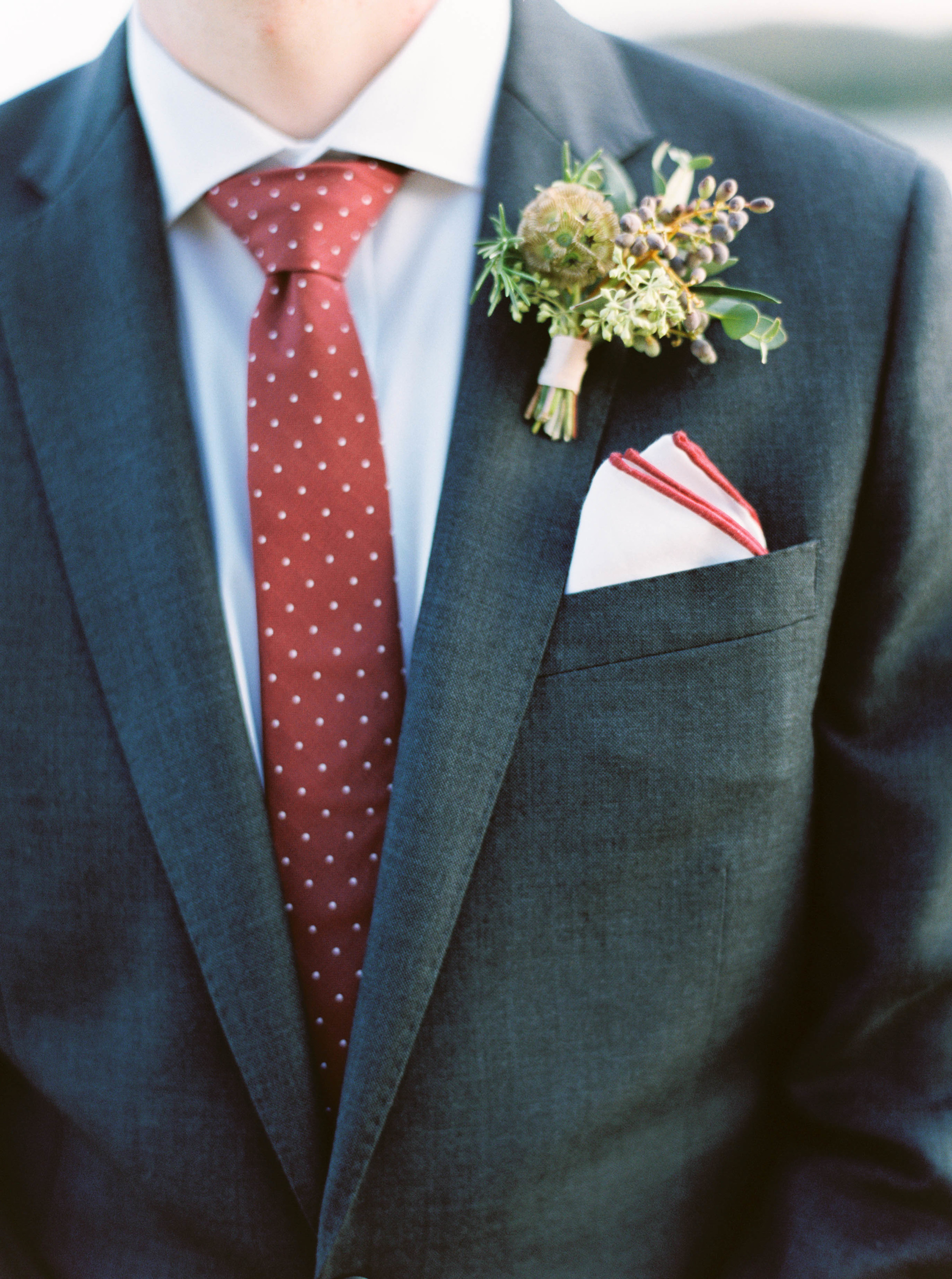 Natural, organic boutonniere with berries and greenery // Nashville Wedding Florist