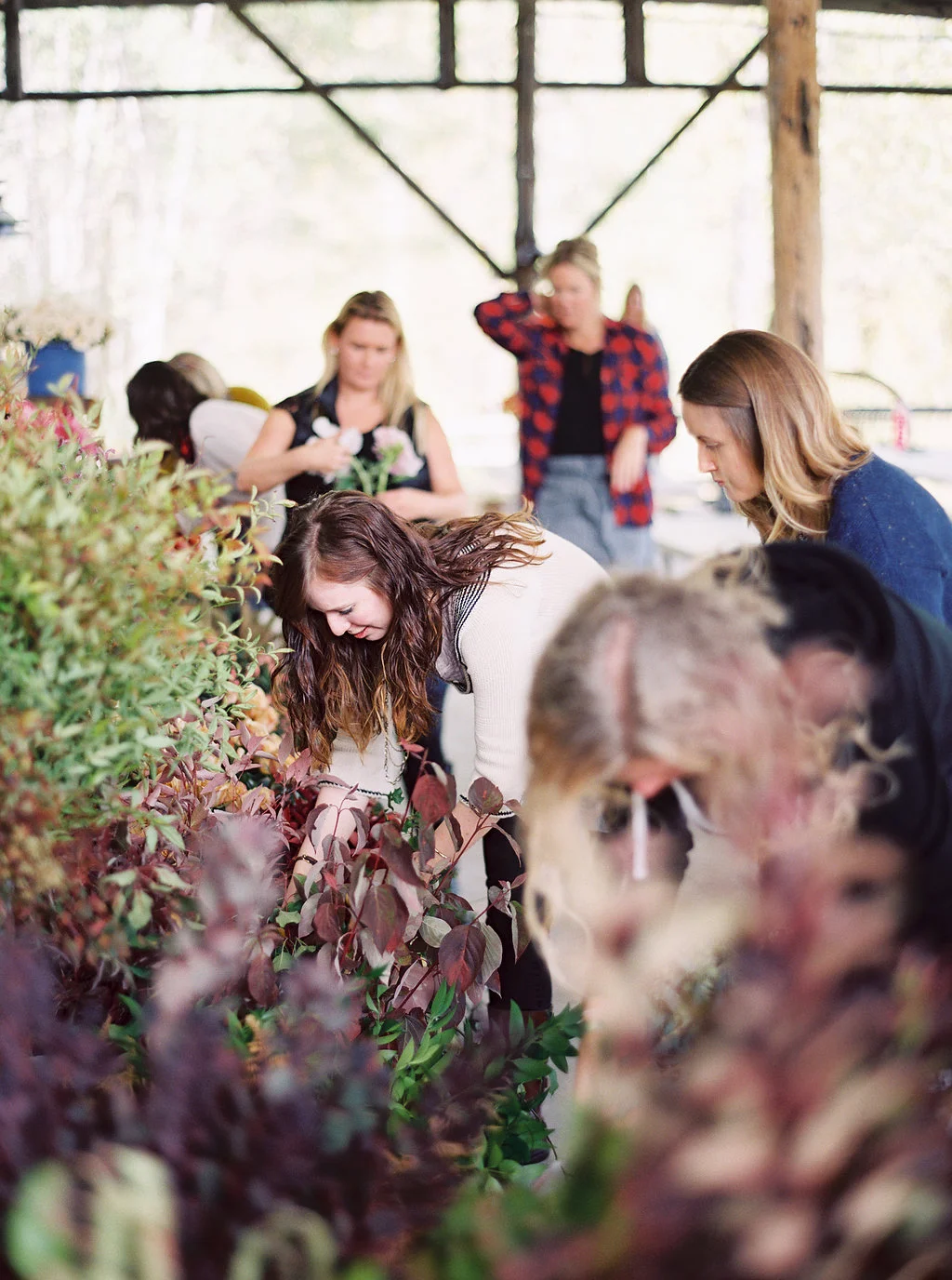 Selecting flower at the Wild West Flower Workshop