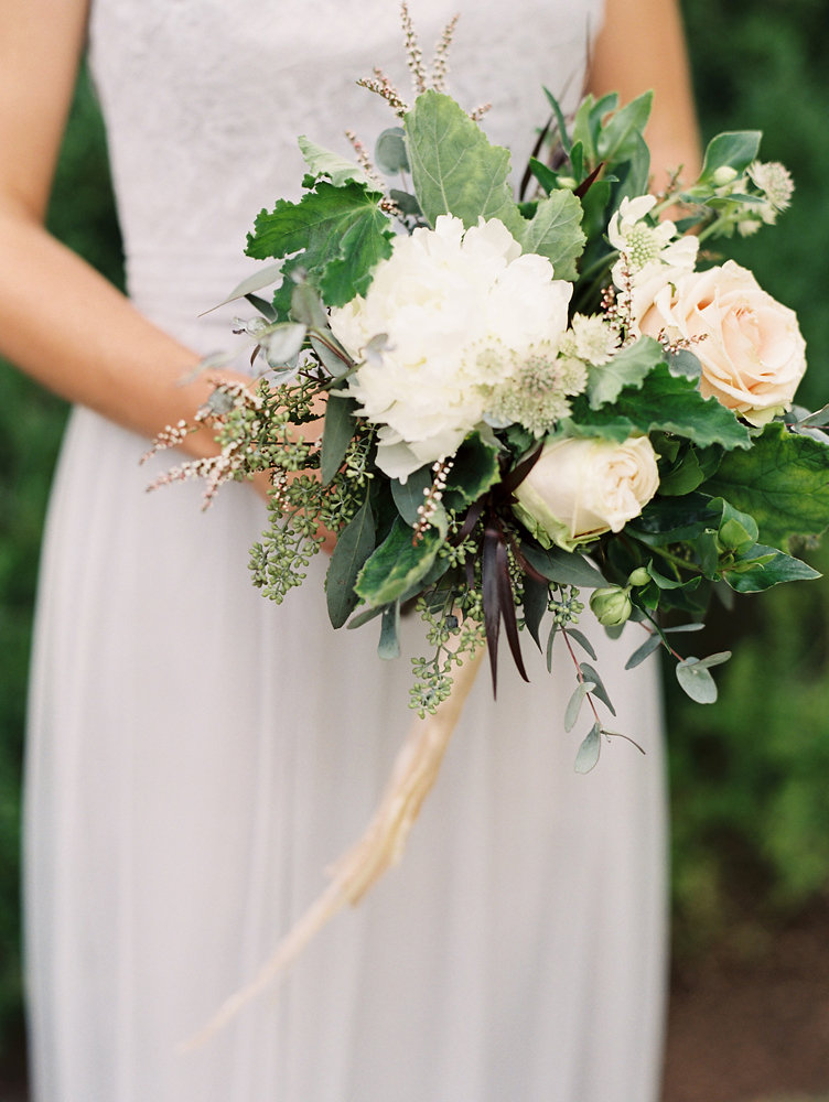White peonies, blush garden roses, geranium leaves // Upscale Nashville Wedding Florist