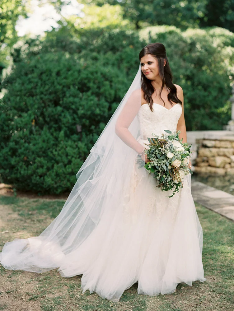 White peonies, lush greenery, blush garden rose bridal bouquet // Southeastern US Destination Floral Design
