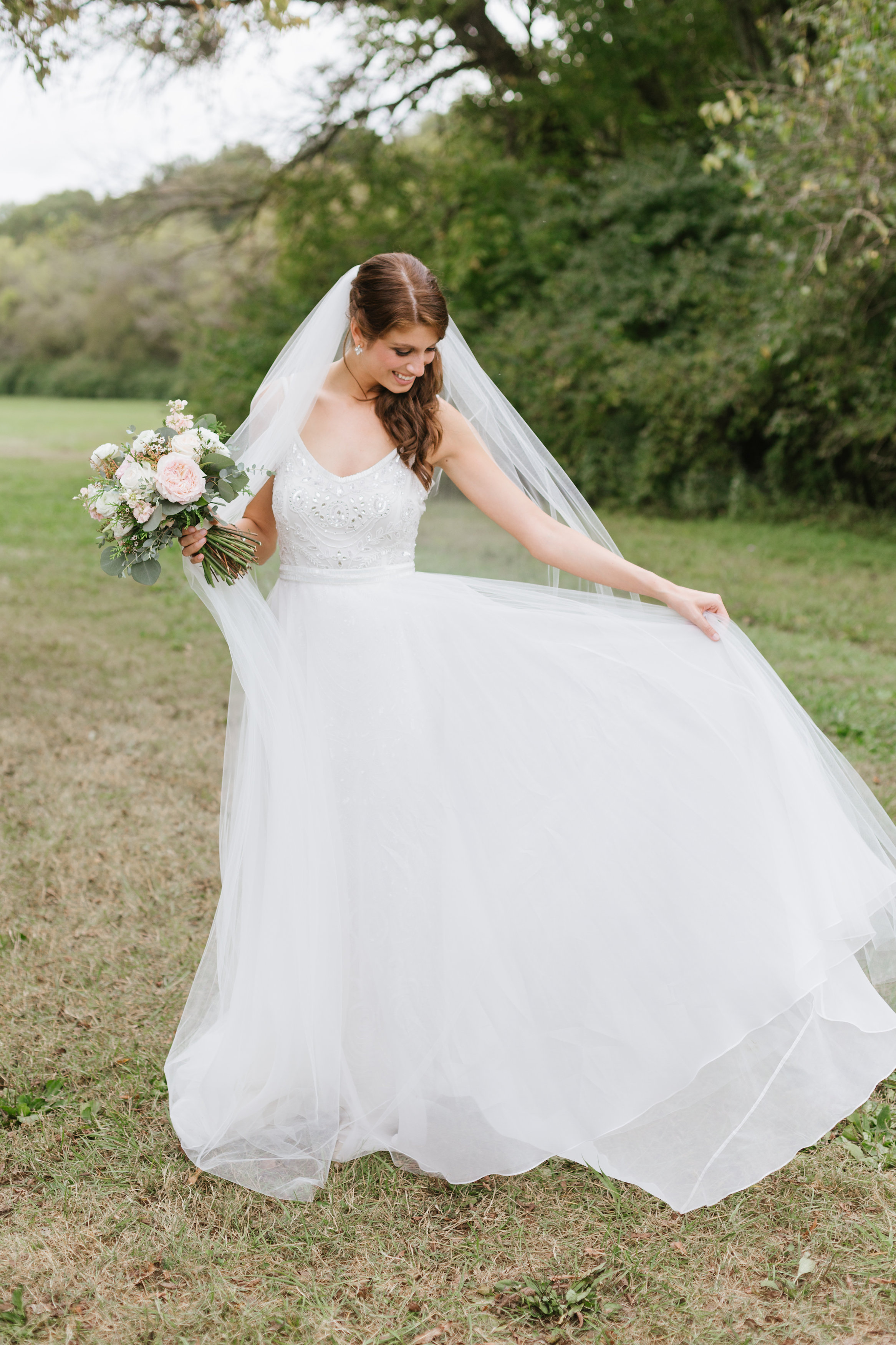 Romantic Bridal Portrait with blush and cream florals // Nashville Florist