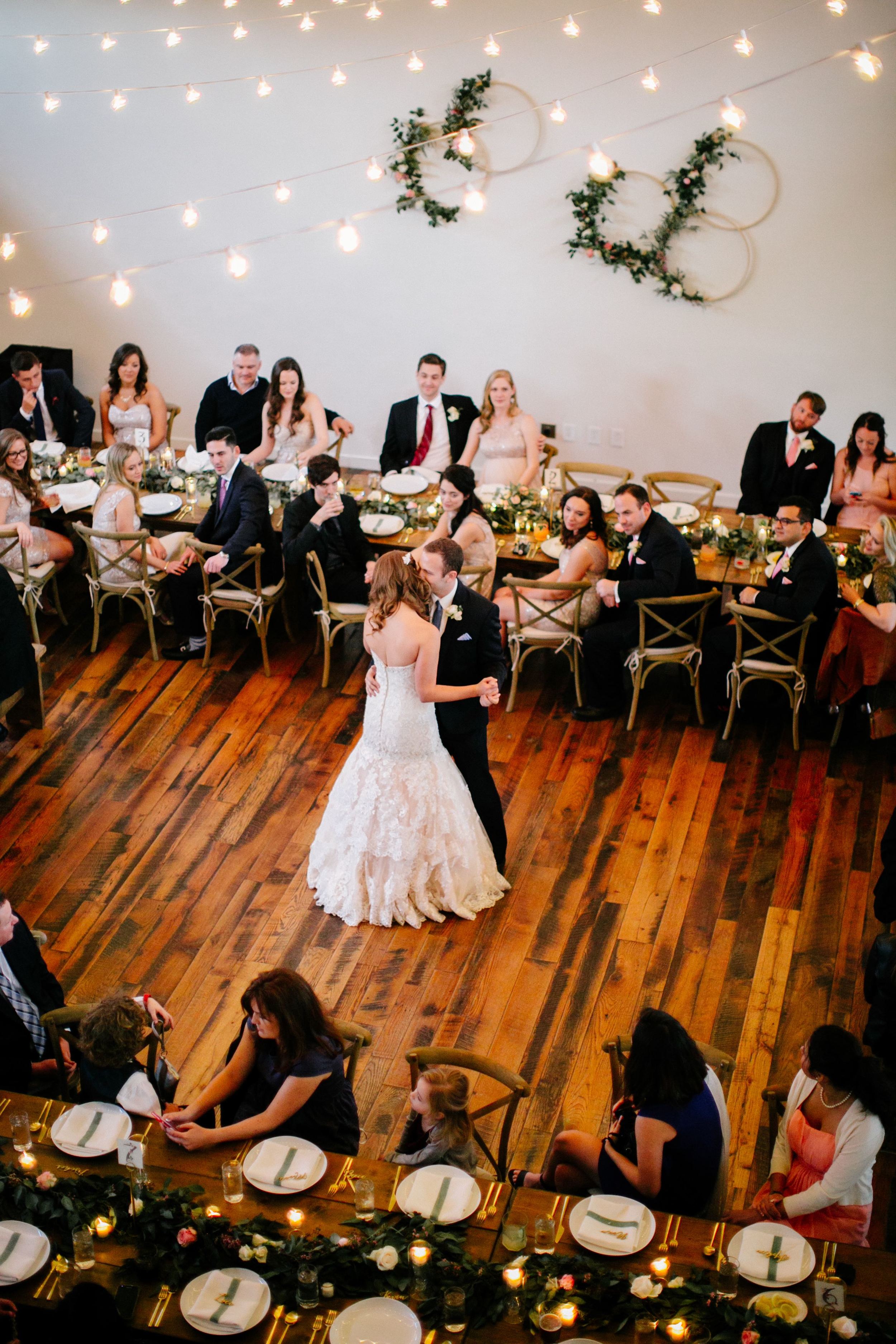 First dance surrounded by friends and family // Wedding florals for intimate Nashville wedding