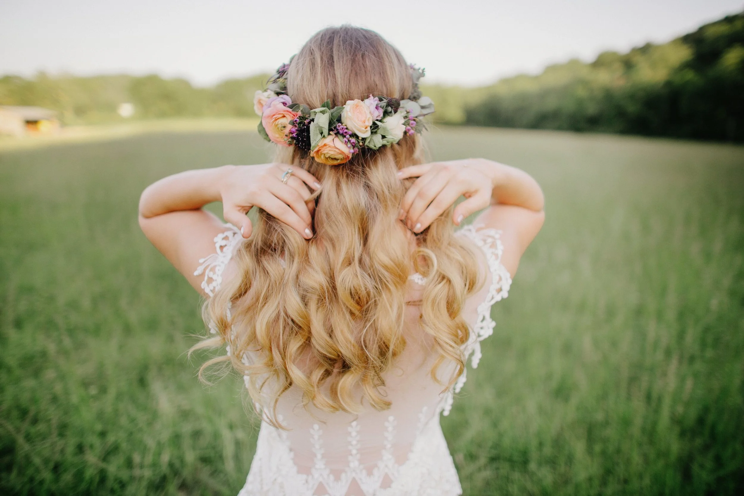 Colorful, bohemian bridal flower crown