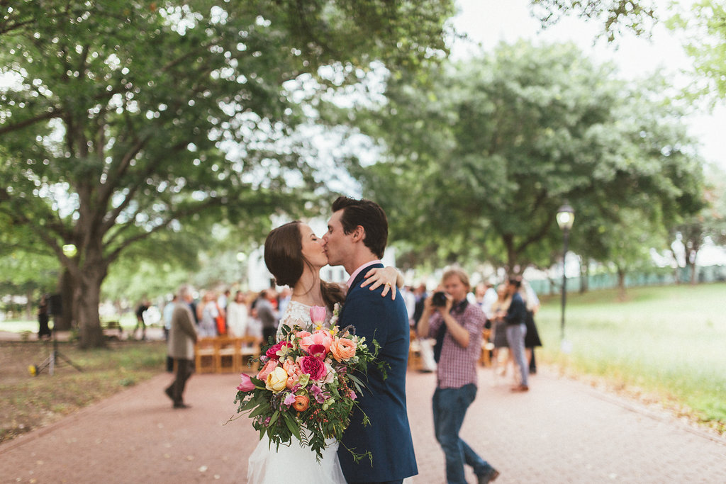 Lush, bright florals for Dallas Heritage Village Wedding