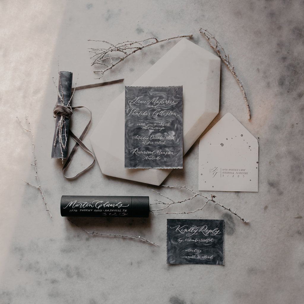 Wintry Wedding Inspiration--gray and marble // Nashville Floral Design