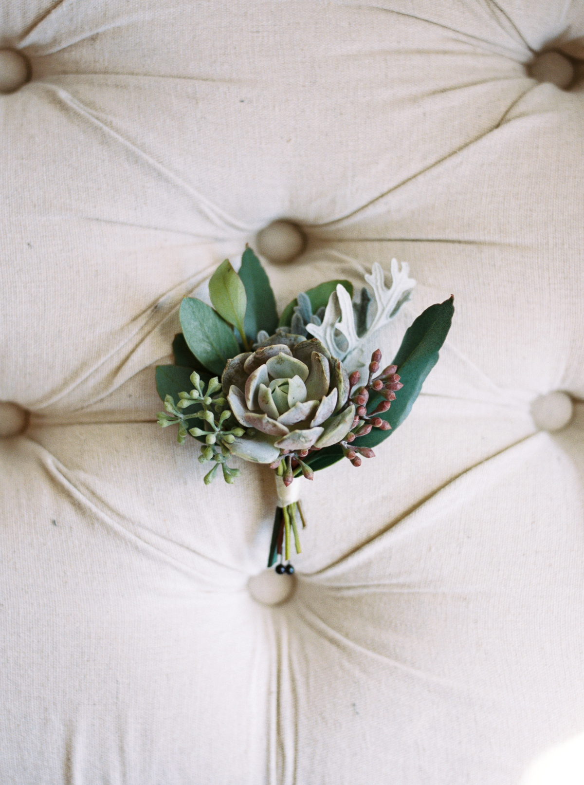 Succulent and Greenery Boutonniere // Nashville Wedding Floral Design