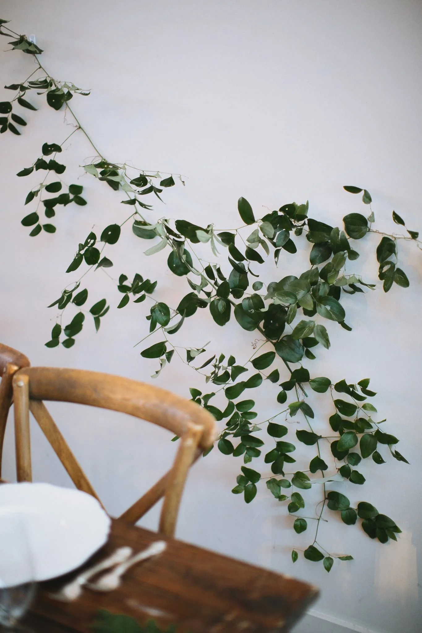 Greenery Installation on White Wall // Nashville Wedding Florist