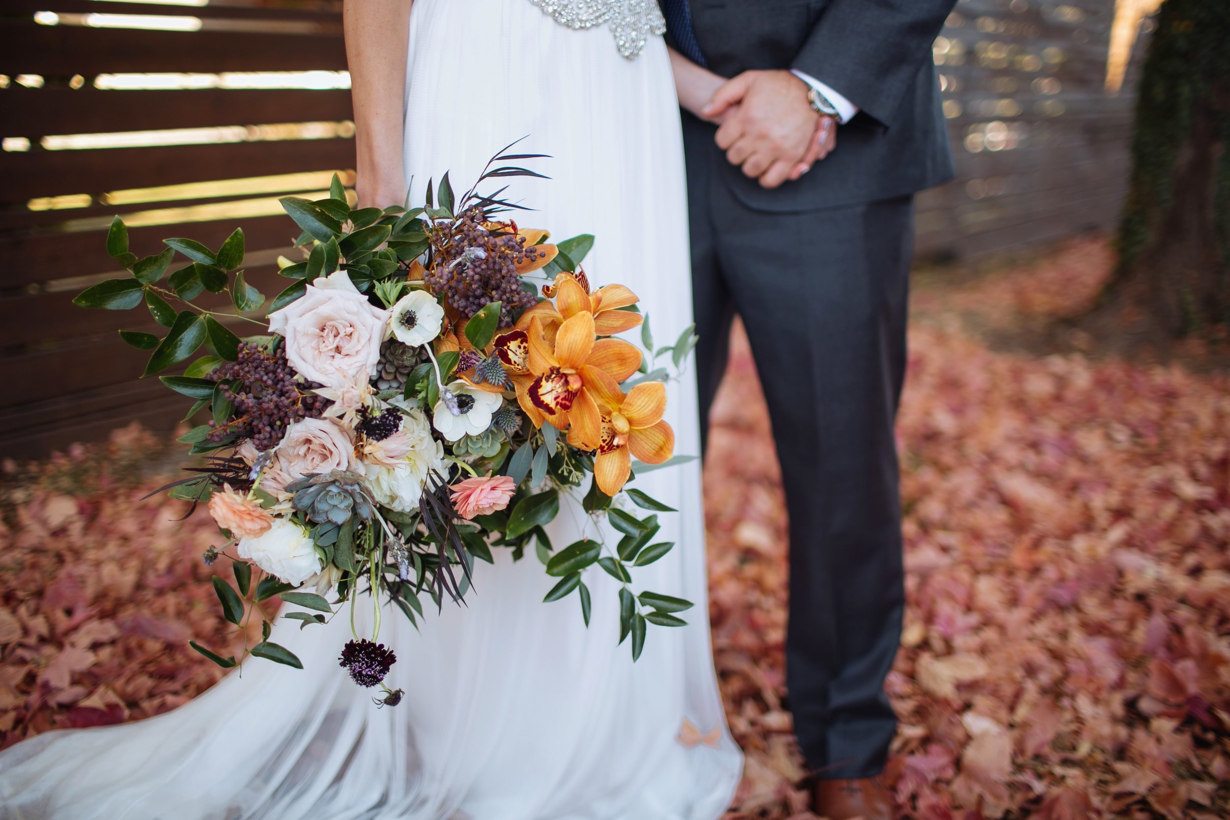 Whimsical, organic bridal bouquet with neutral, blush, and copper tones // Nashville Wedding Florist