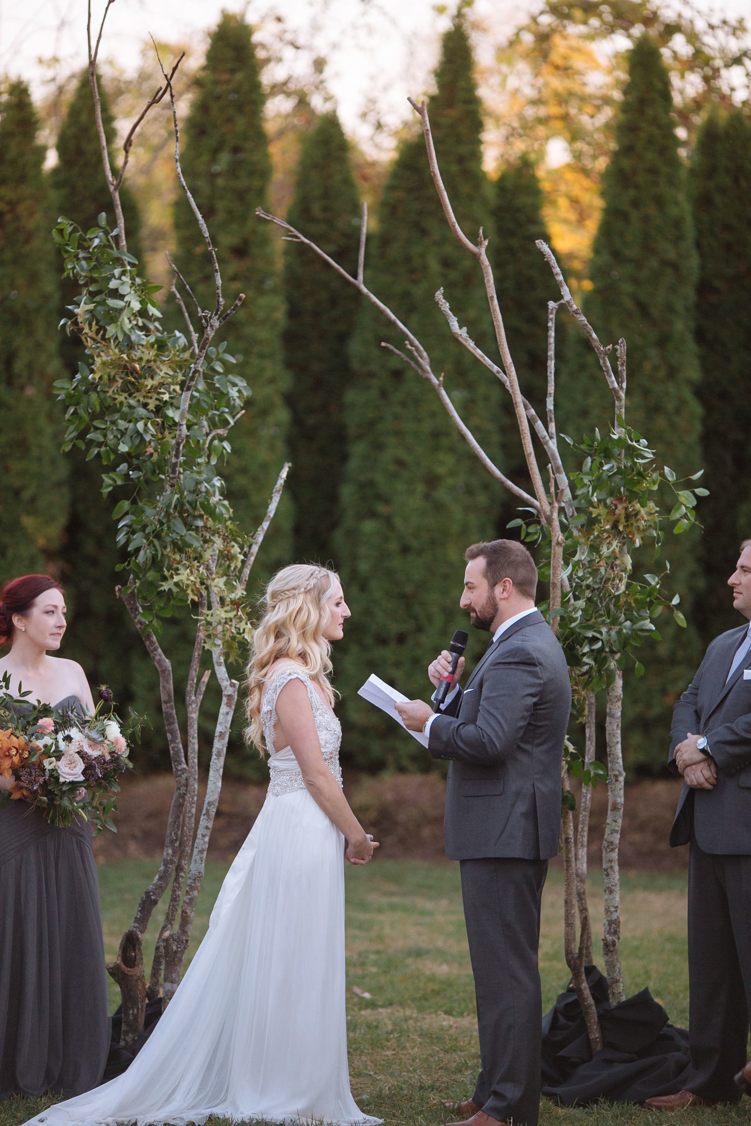 Organic tree branch wedding backdrop // Nashville Florist