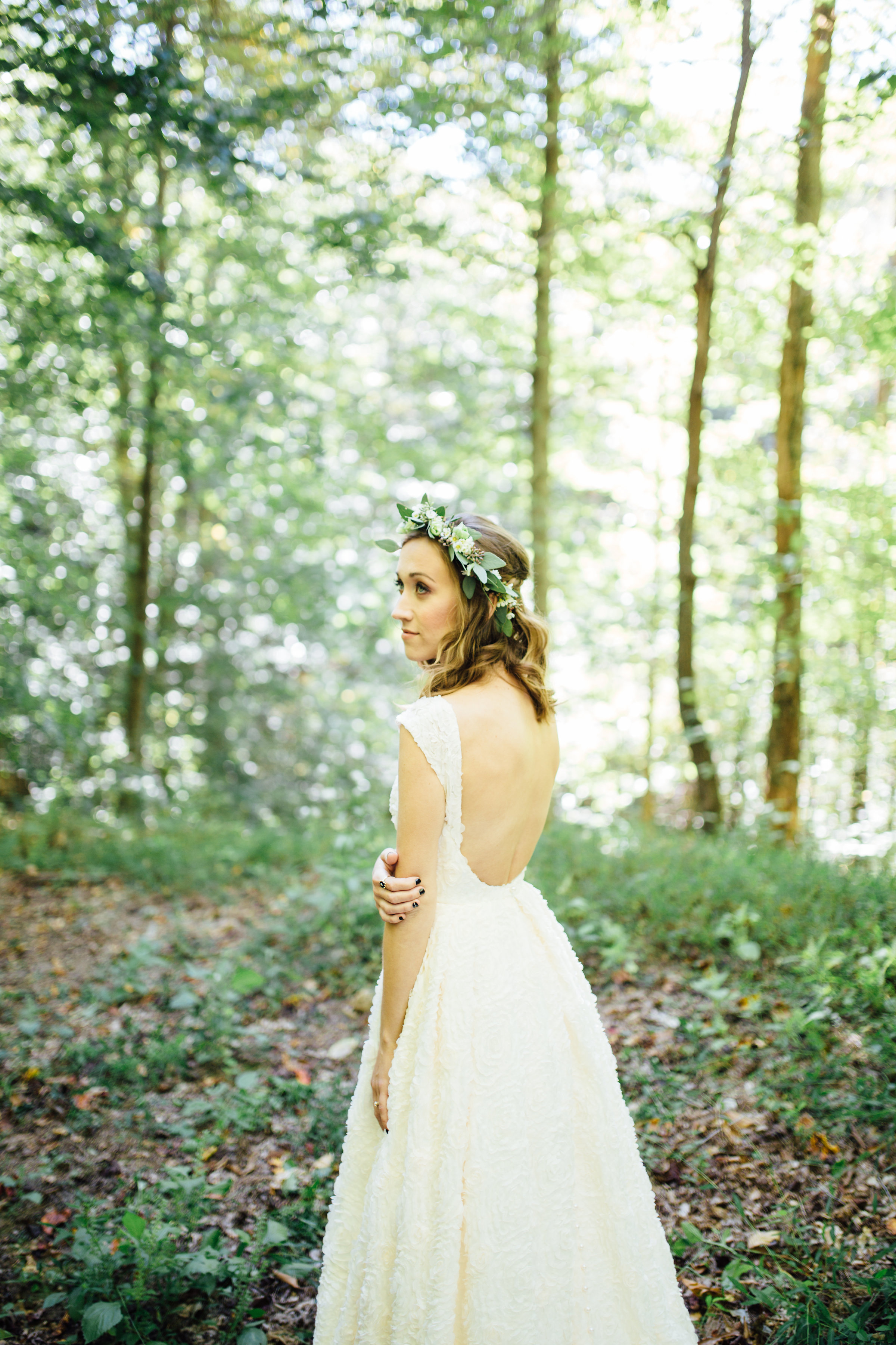 Woodland Bridal Portrait with greenery floral crown // Nashville Wedding Florist