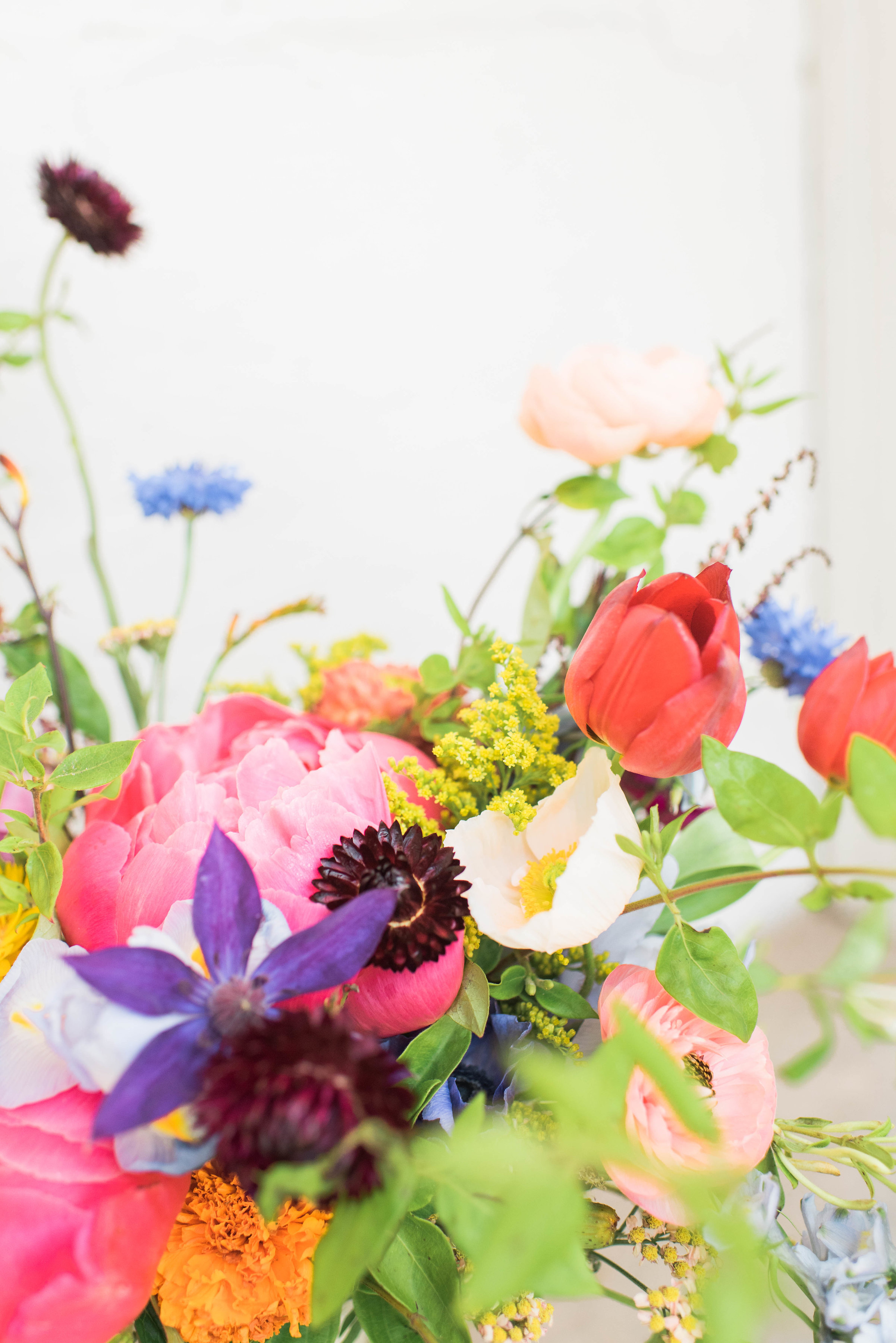 Natural, wildflower style bridal bouquet with bright colors // Chagall inspired wedding flower in Nashville