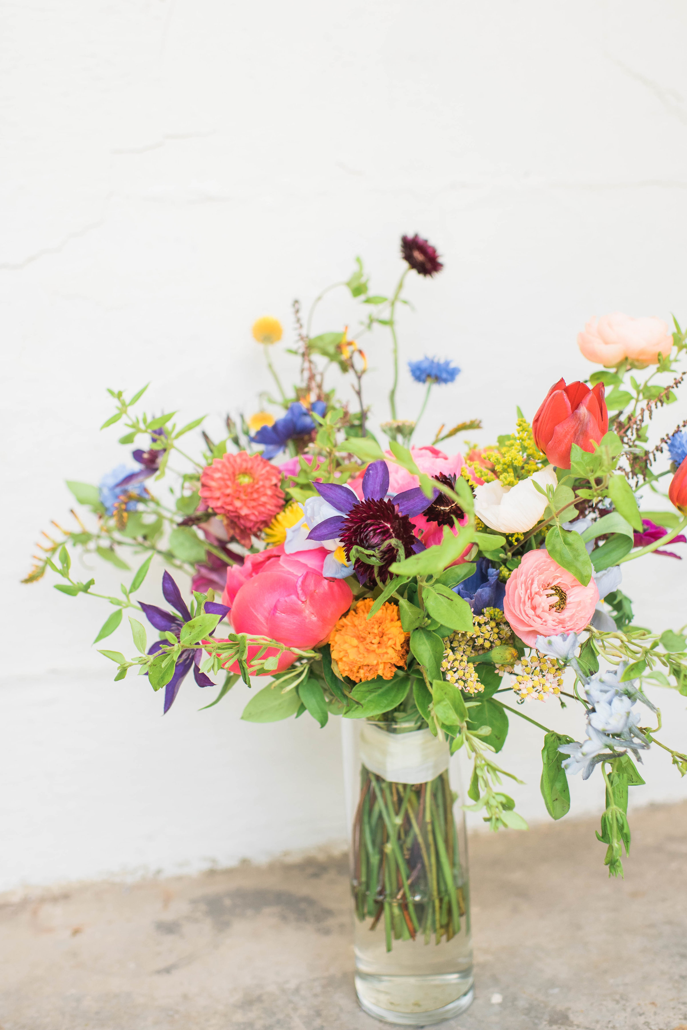 Natural, wildflower style bridal bouquet with bright colors // Chagall inspired wedding flower in Nashville